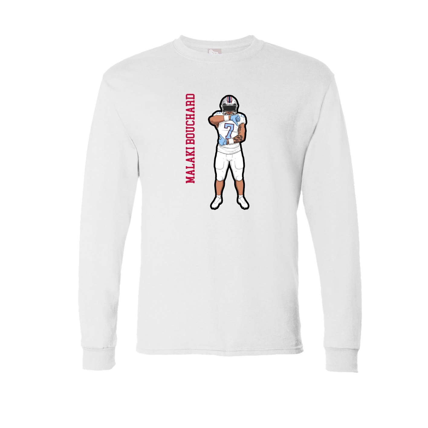 Long Sleeve Tee — Name Vertical in White