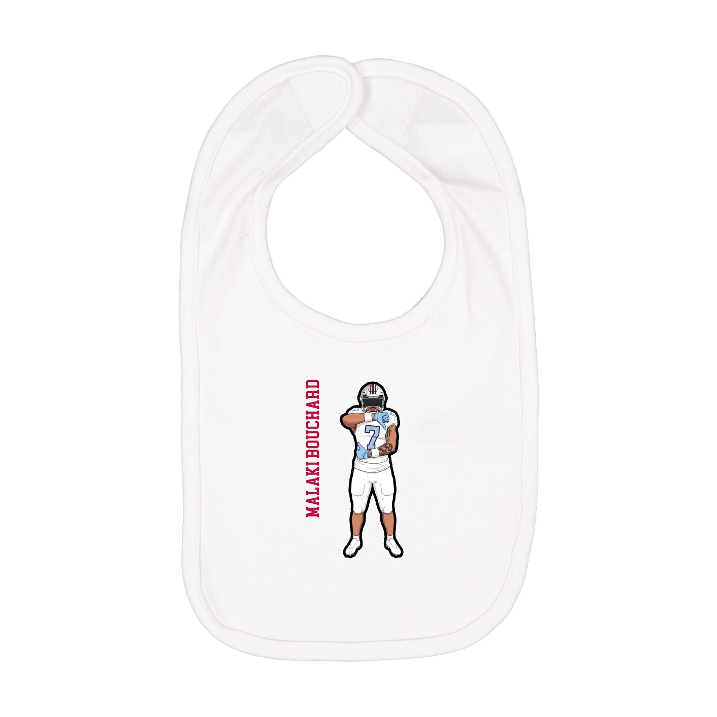 Infant Bib — Name Vertical in White