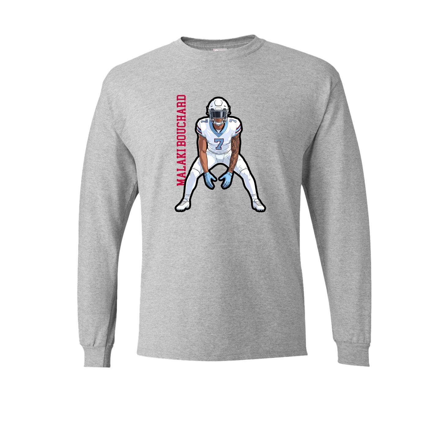 Long Sleeve Tee — Name Vertical in Grey