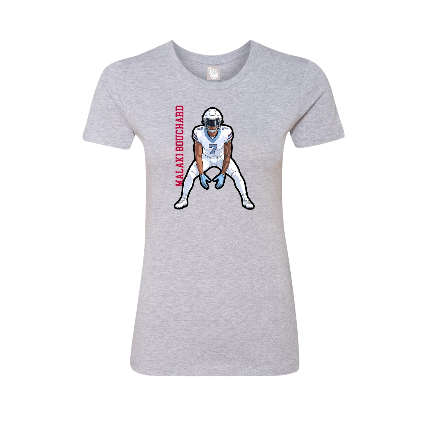 Fitted Women's Tee — Name Vertical in Grey
