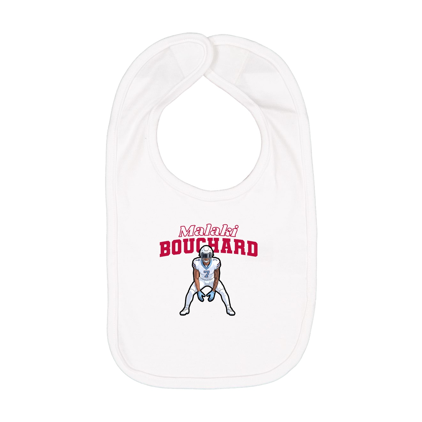 Infant Bib — Name Arch in White