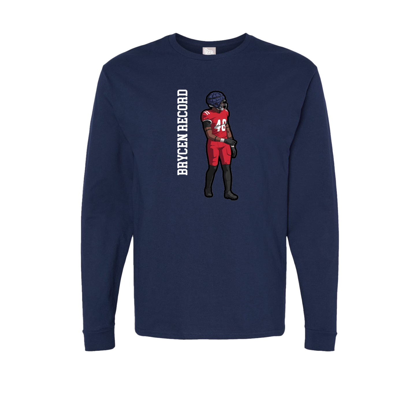 Long Sleeve Tee — Name Vertical in Navy