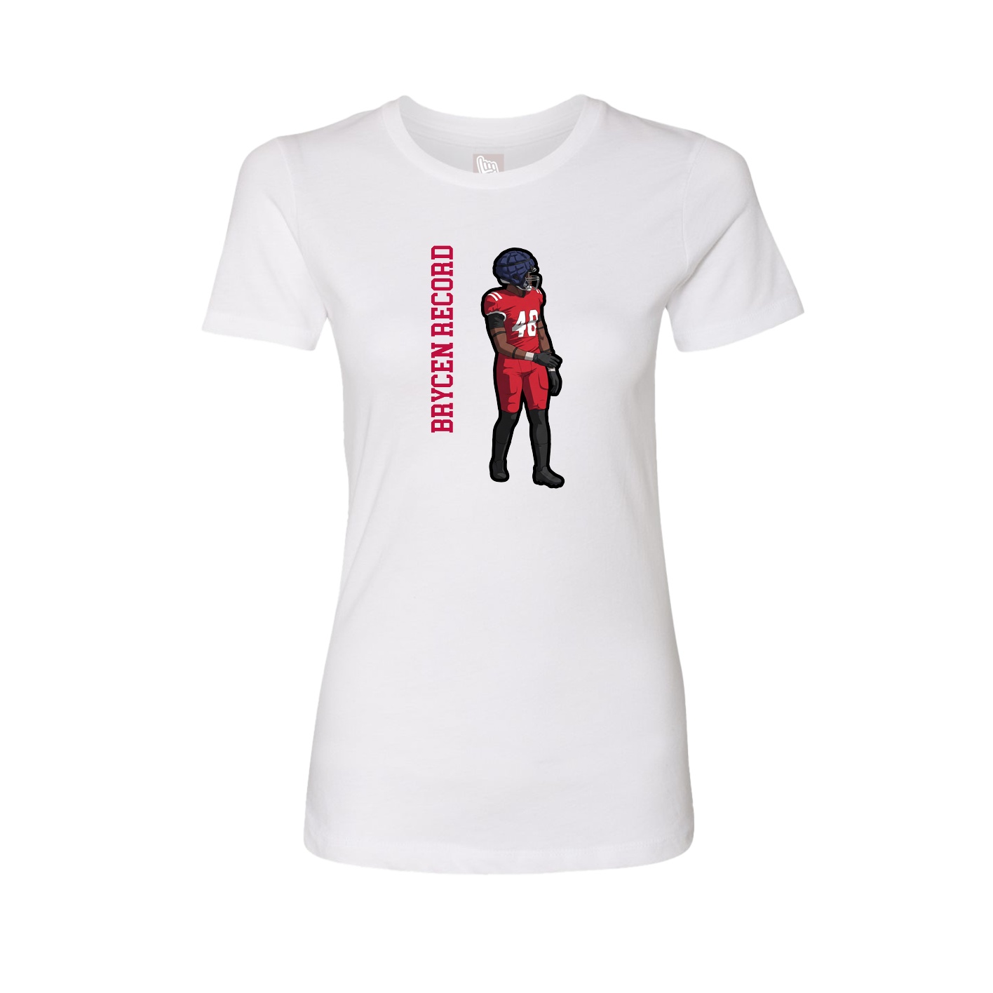 Fitted Women's Tee — Name Vertical in White