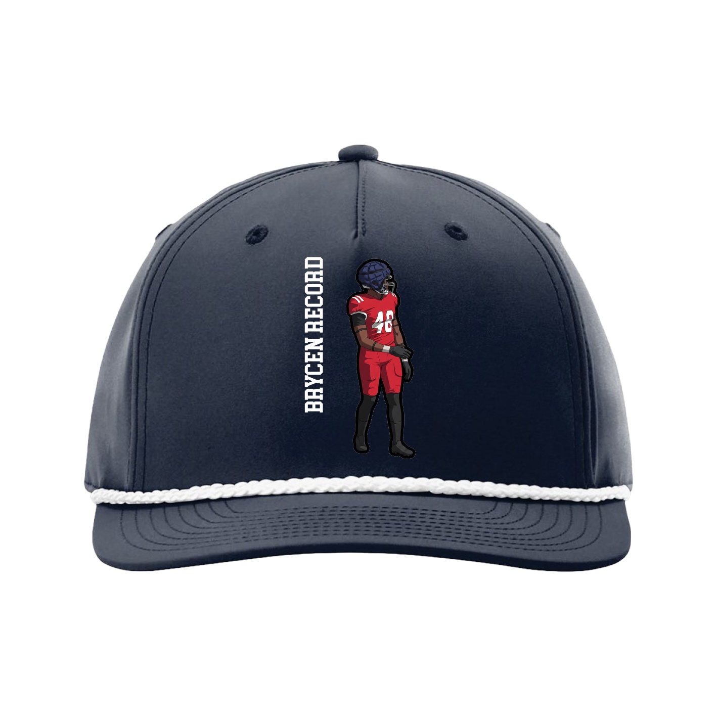 Five-Panel Classic Rope Cap — Name Vertical in Navy