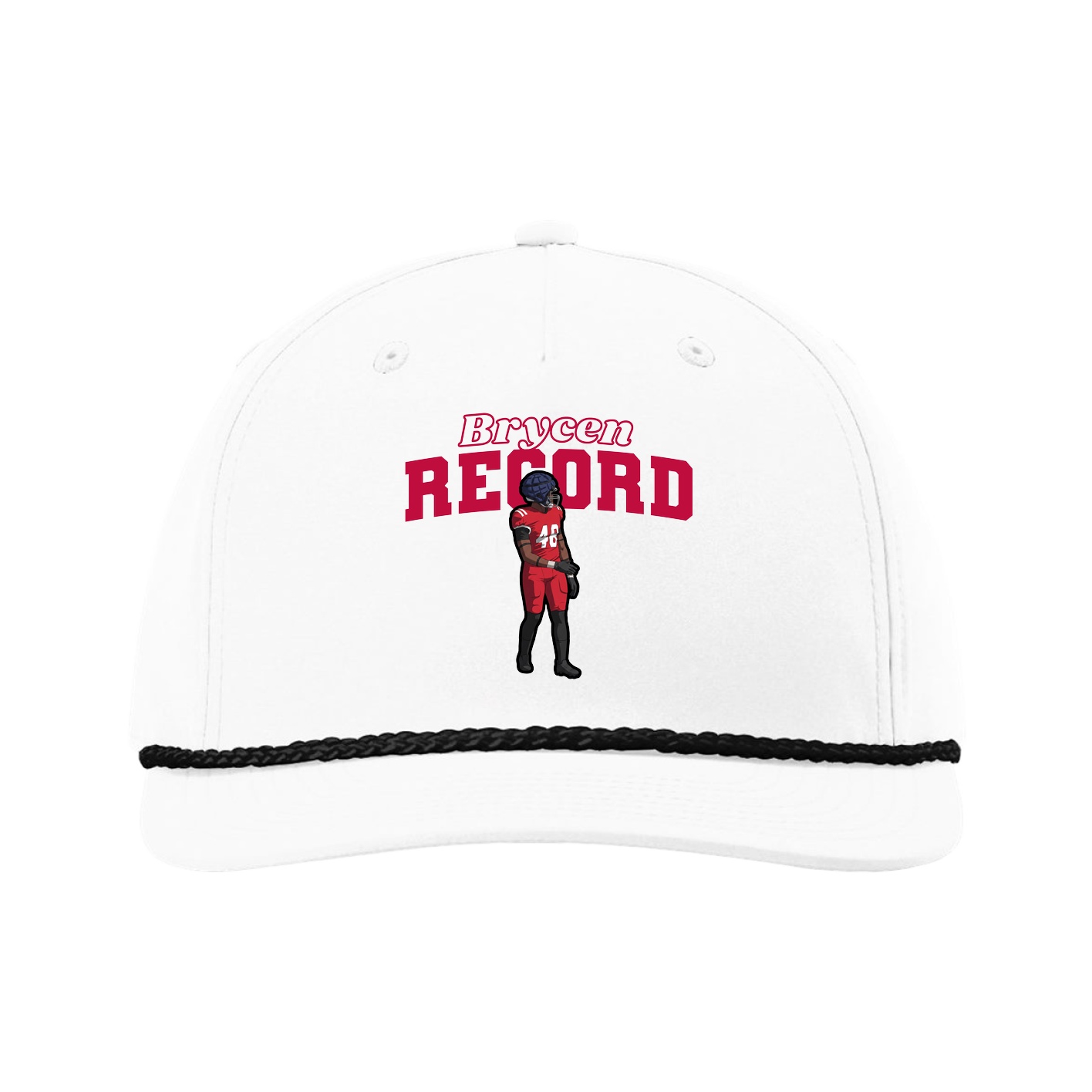 Five-Panel Classic Rope Cap — Name Arch in White