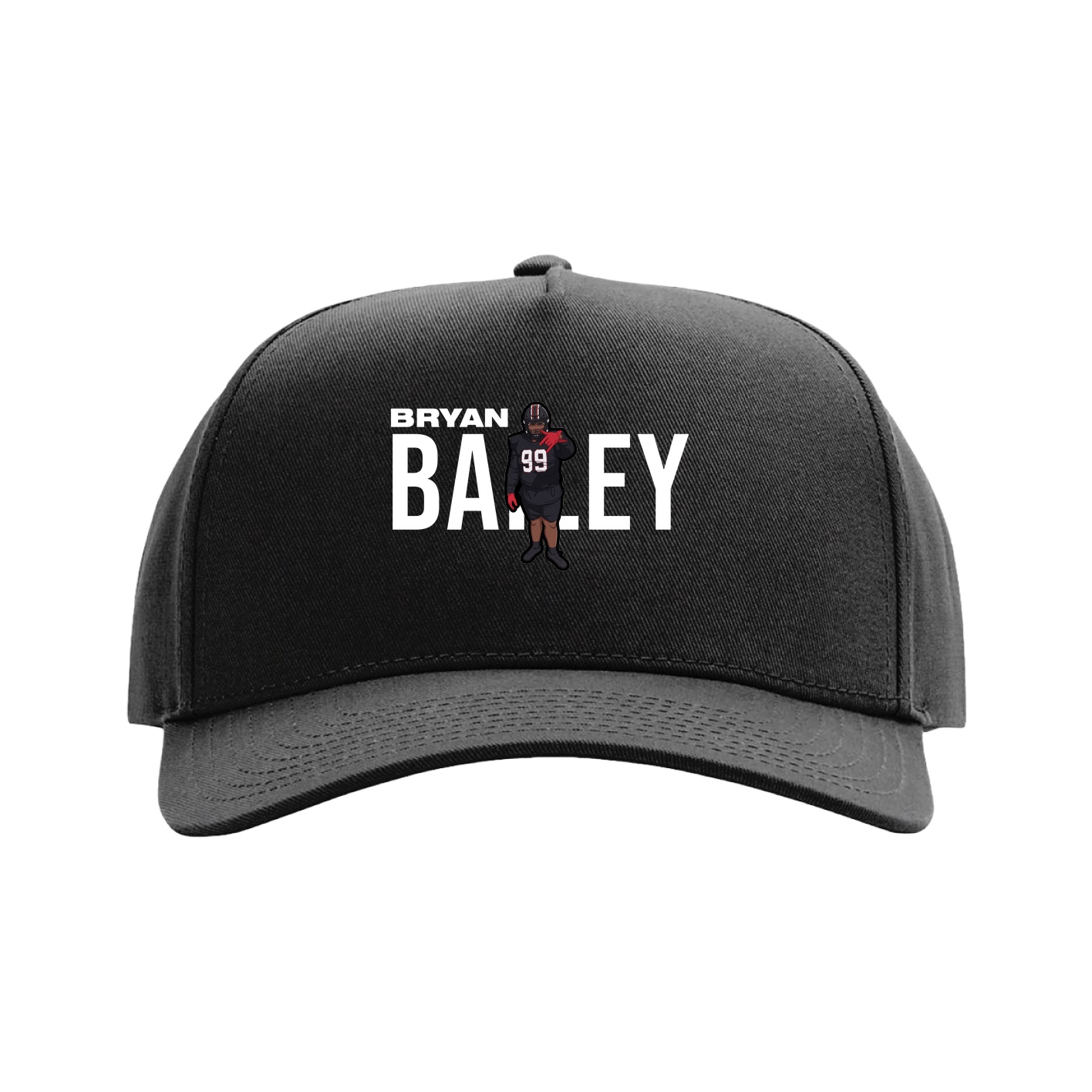 Full Fabric Five-Panel Champ Cap — Player Name in Black