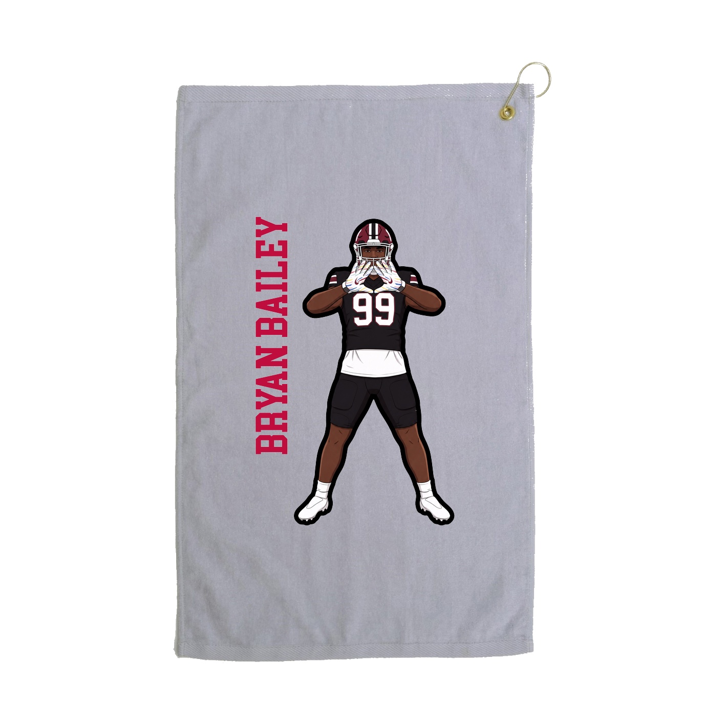 Golf Towel — Name Vertical in Grey
