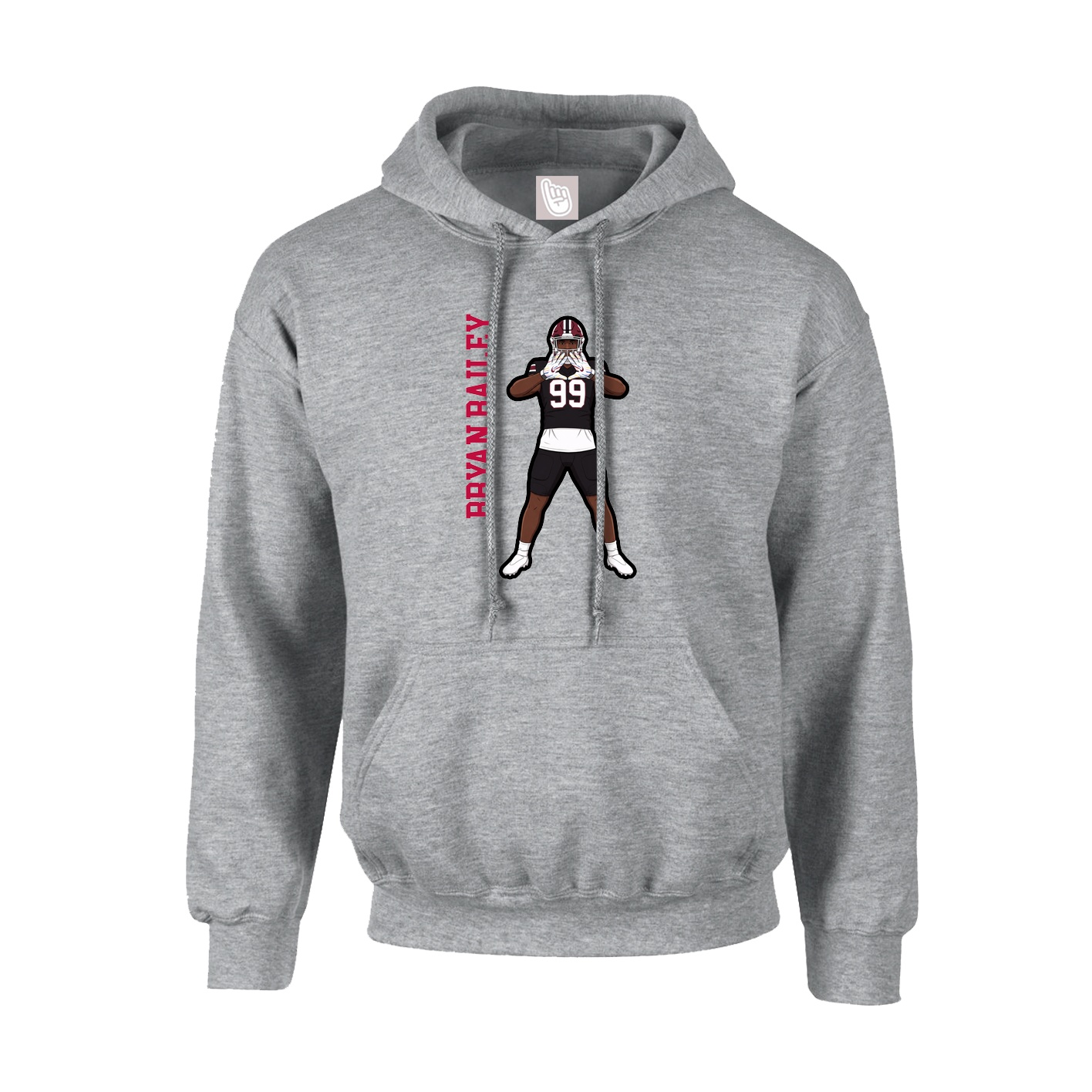 Youth Hoodie — Name Vertical in Grey