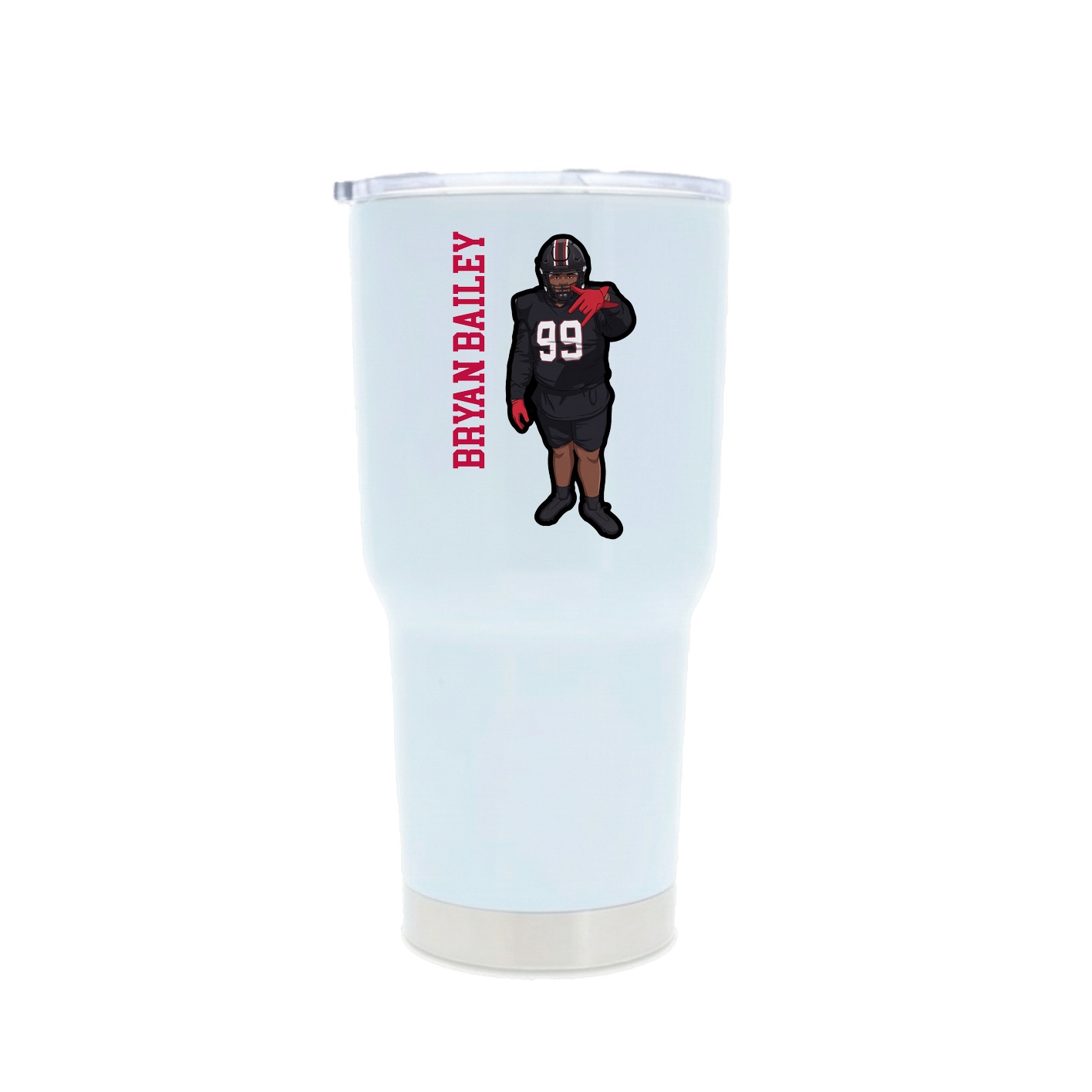 30oz Stainless Steel Tumbler — Name Vertical in White