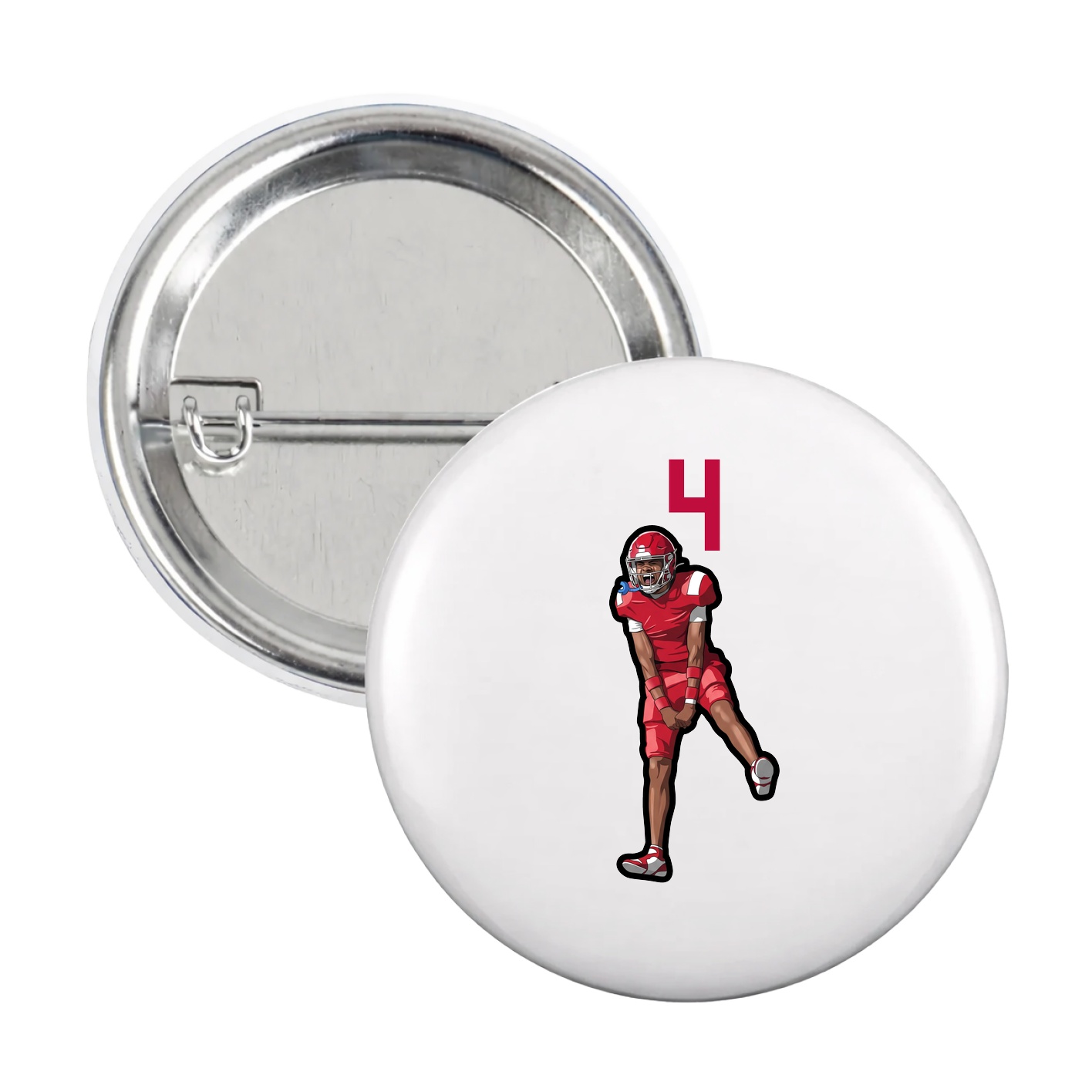 Game Day Button — Number Top in White