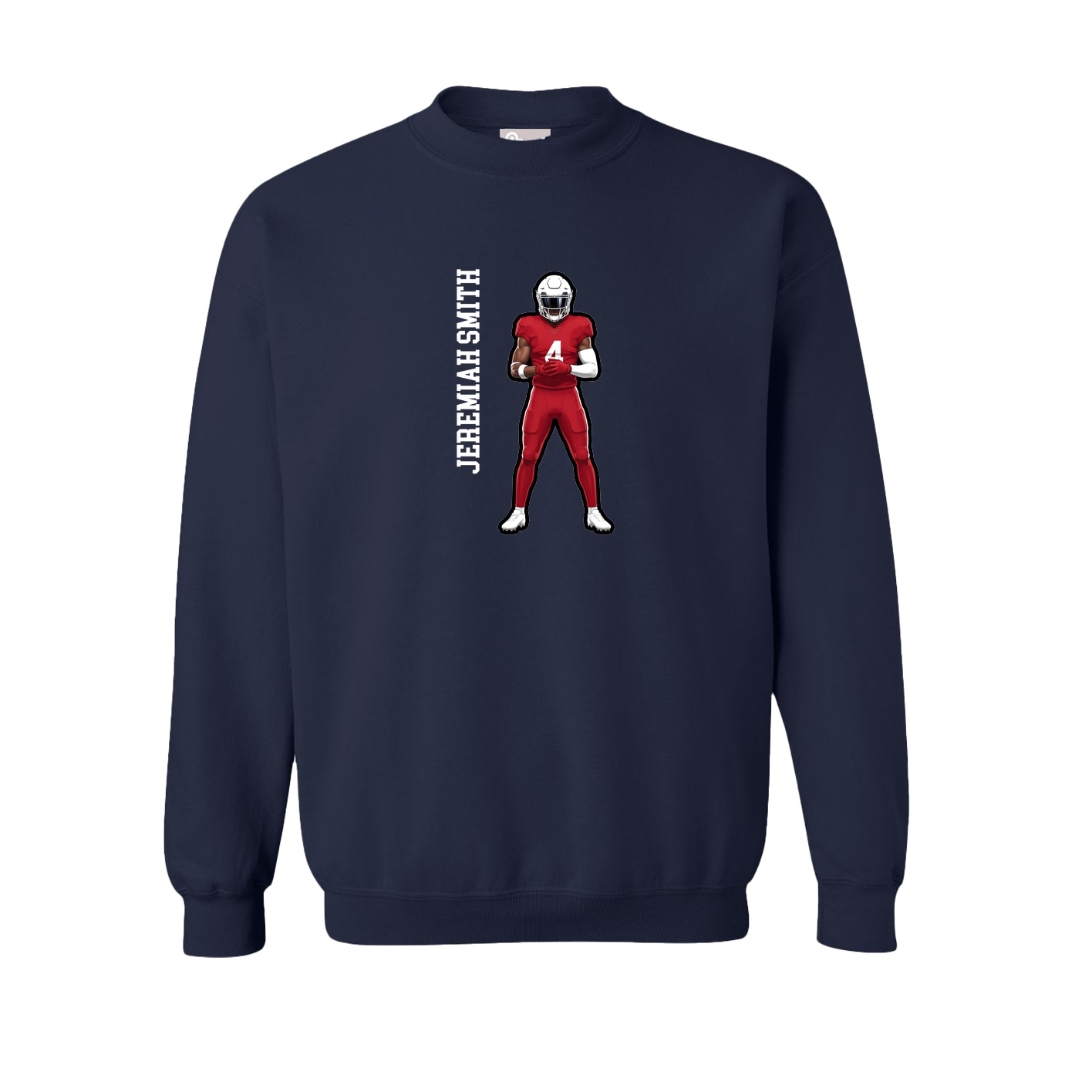 Fleece Crew — Name Vertical in Navy