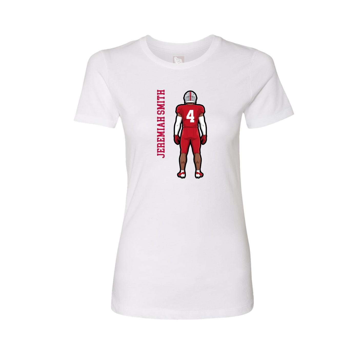 Fitted Women's Tee — Name Vertical in White
