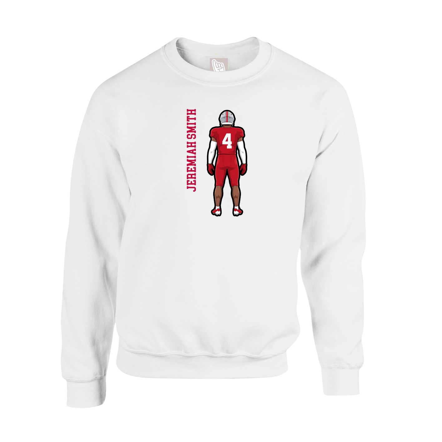 Fleece Crew — Name Vertical in White