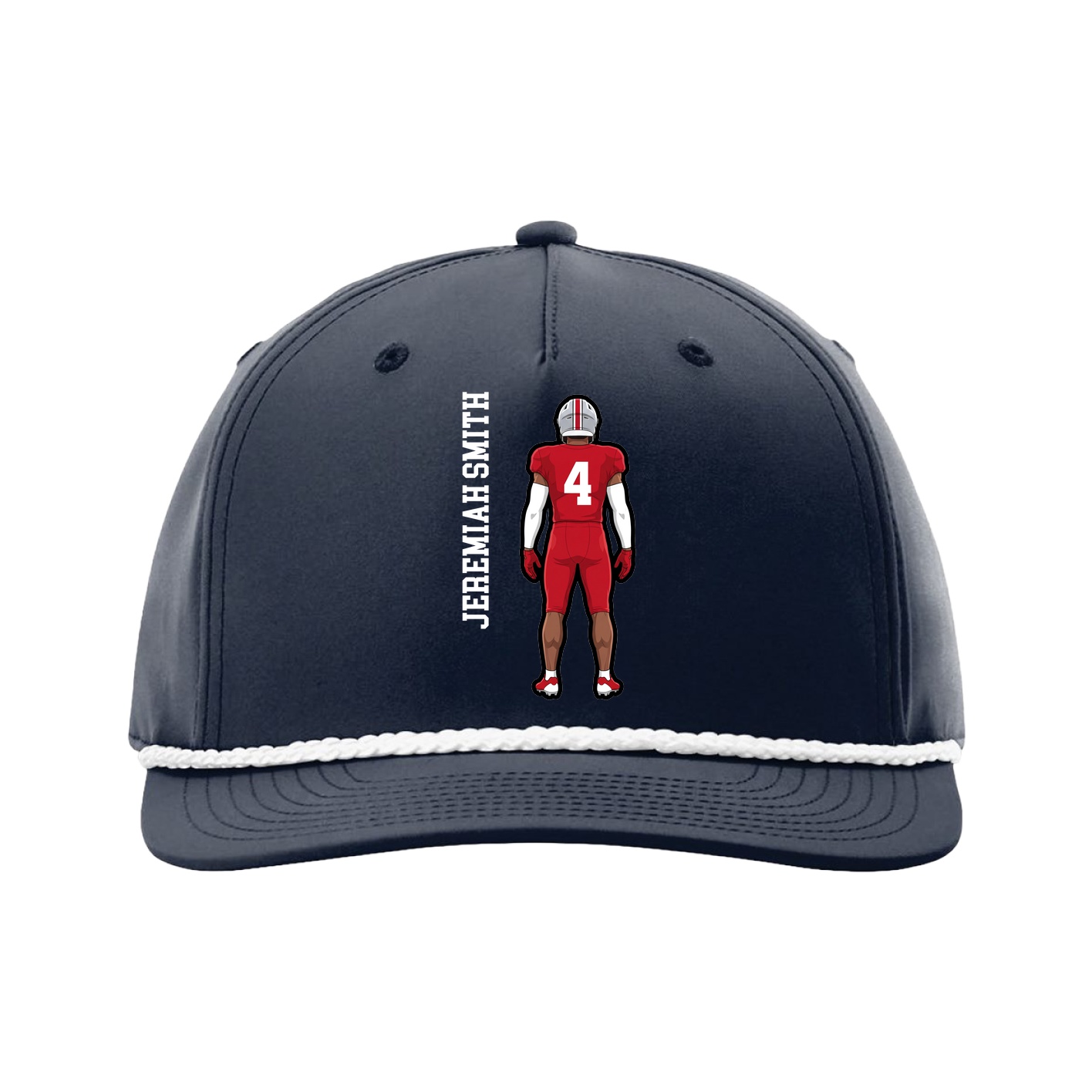 Five-Panel Classic Rope Cap — Name Vertical in Navy