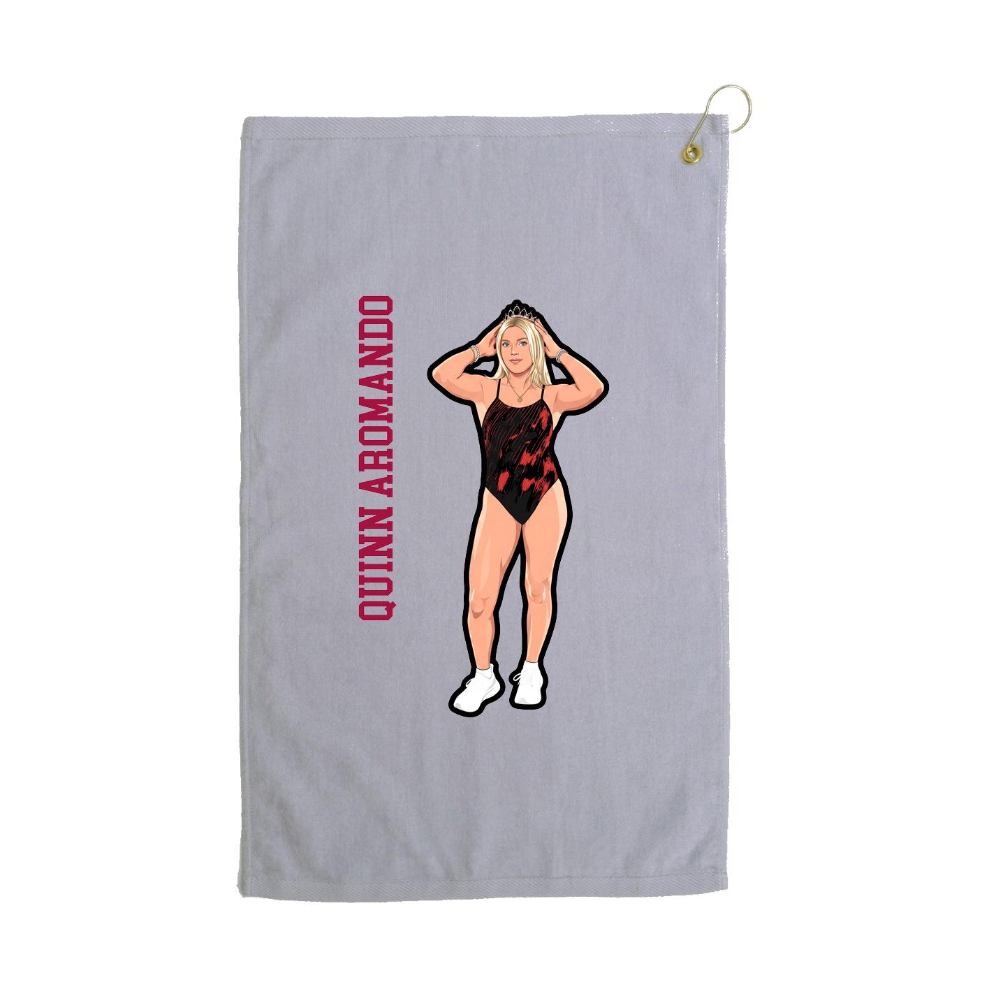 Golf Towel — Name Vertical in Grey