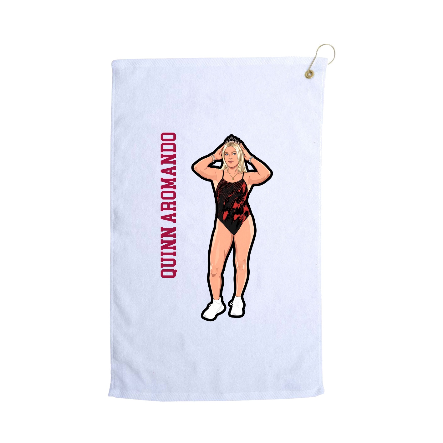 Golf Towel — Name Vertical in White