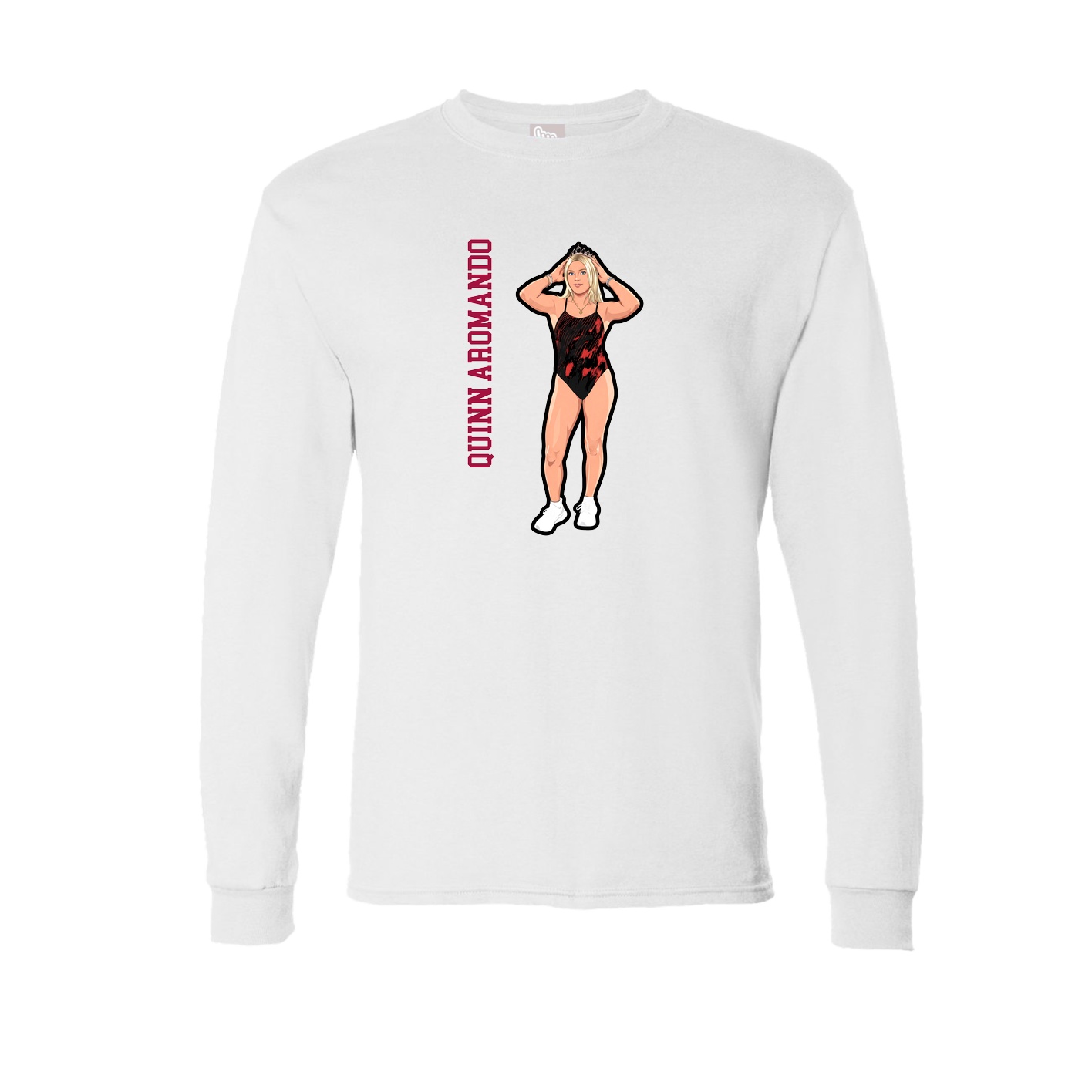 Long Sleeve Tee — Name Vertical in White