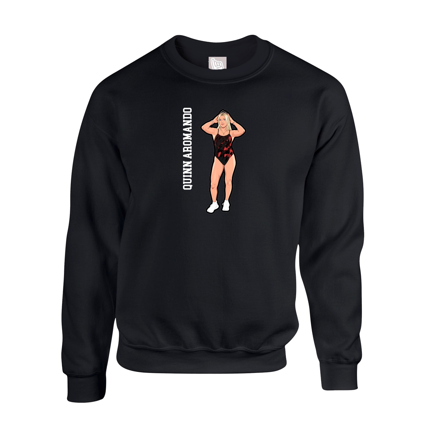 Fleece Crew — Name Vertical in Black