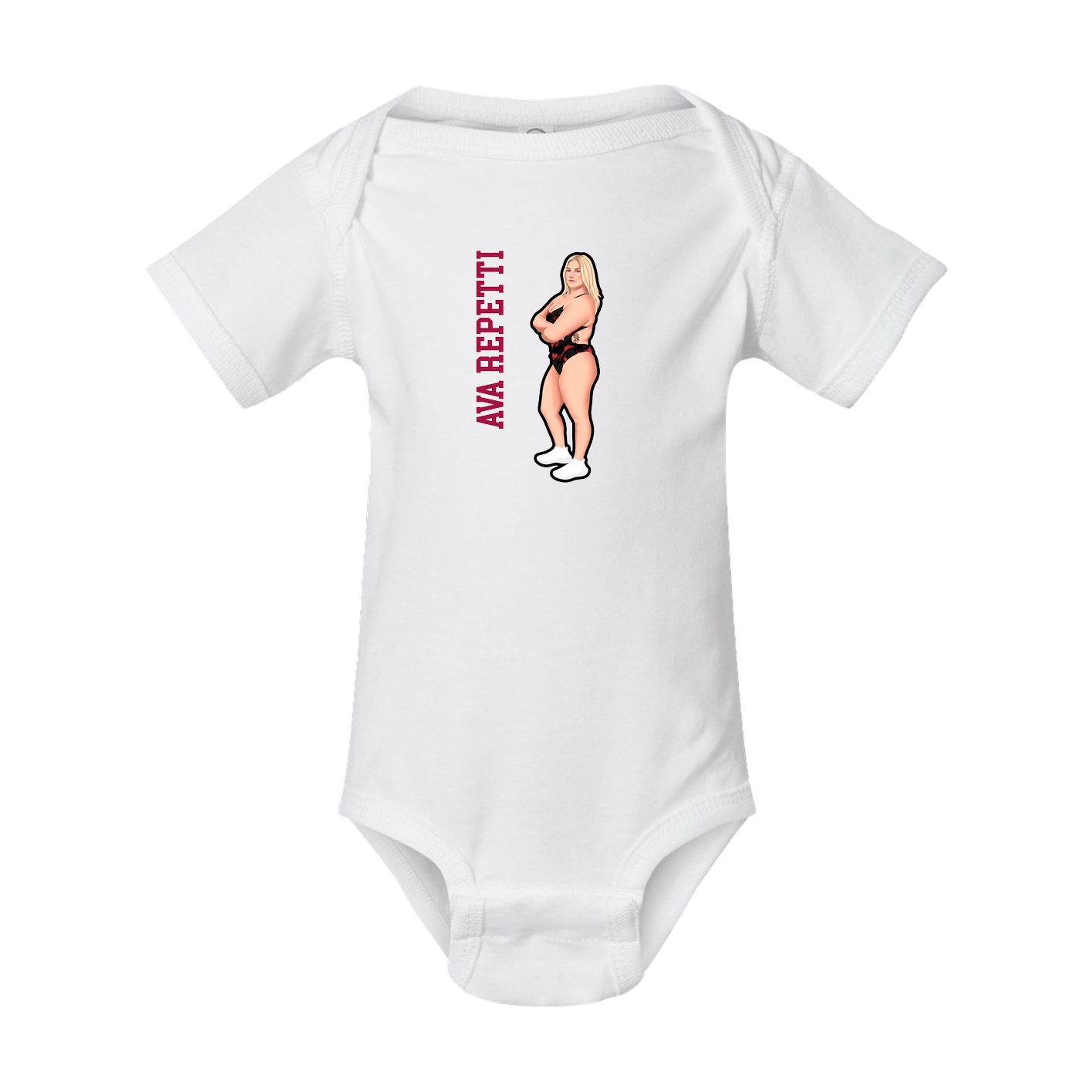 Baby Onesie — Name Vertical in White