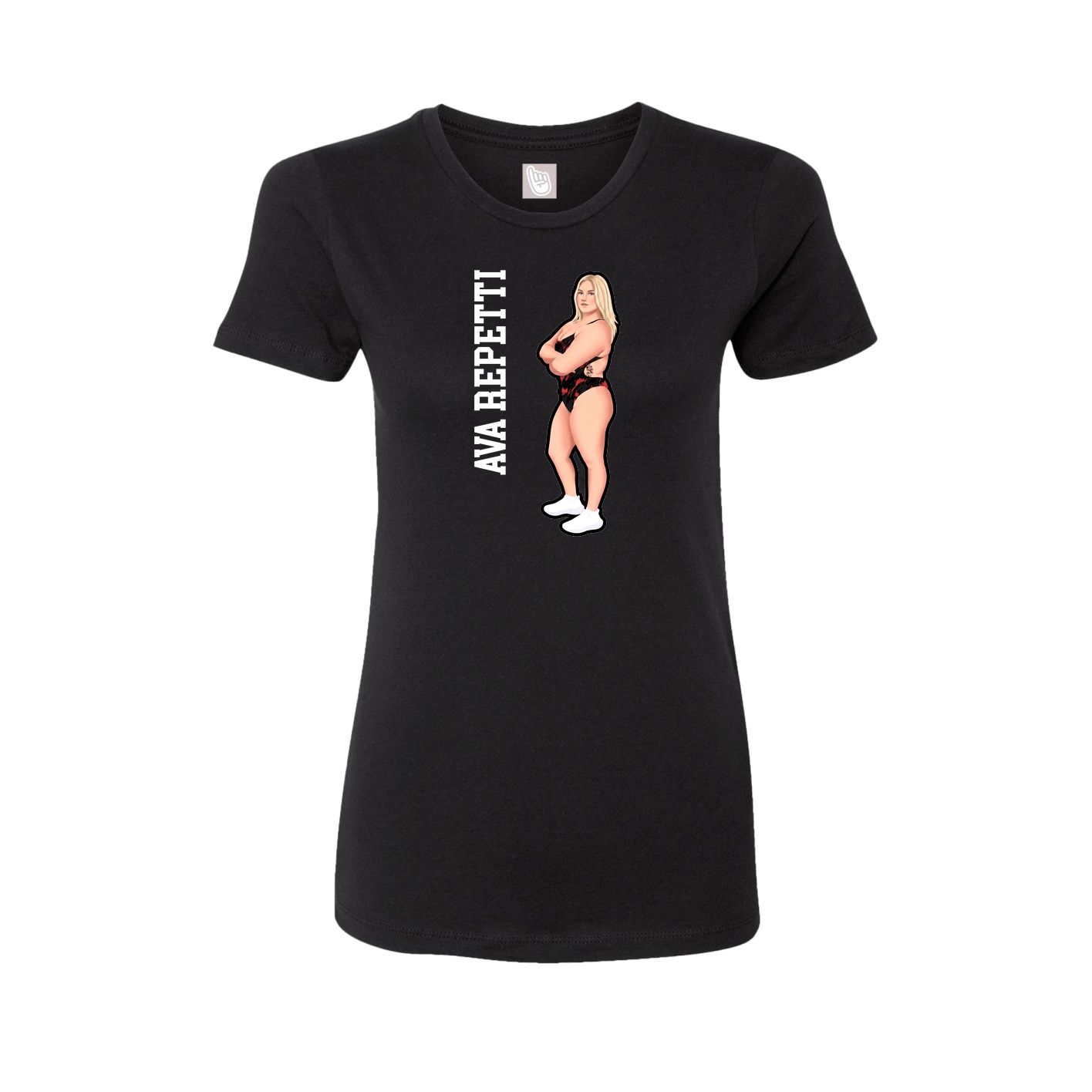 Fitted Women's Tee — Name Vertical in Black