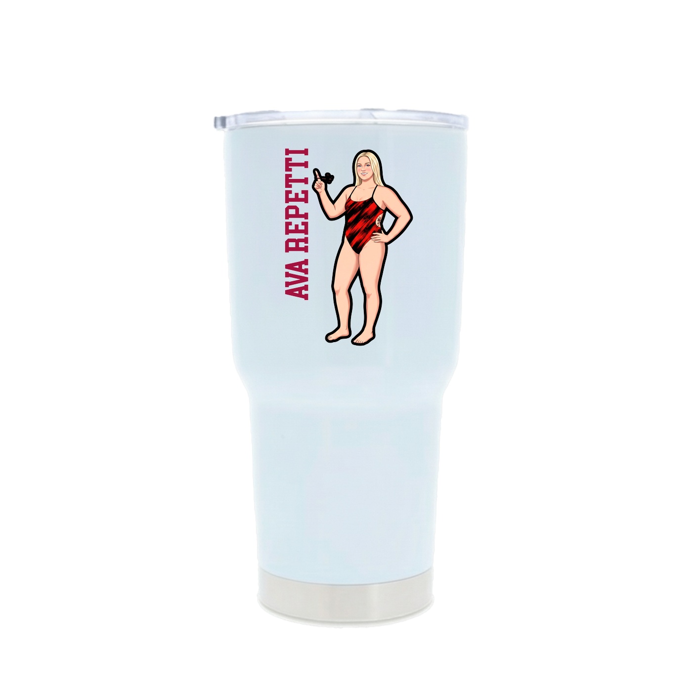30oz Stainless Steel Tumbler — Name Vertical in White