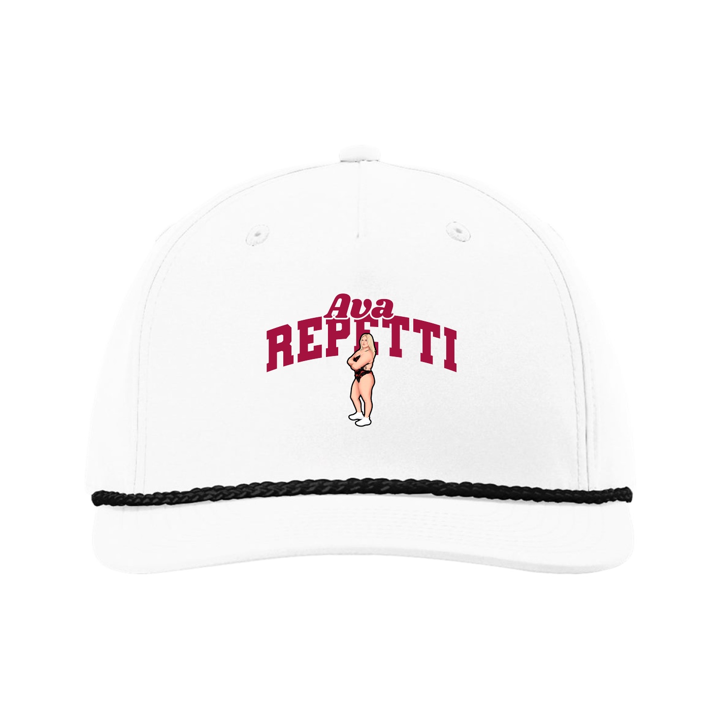 Five-Panel Classic Rope Cap — Signature Arch in White