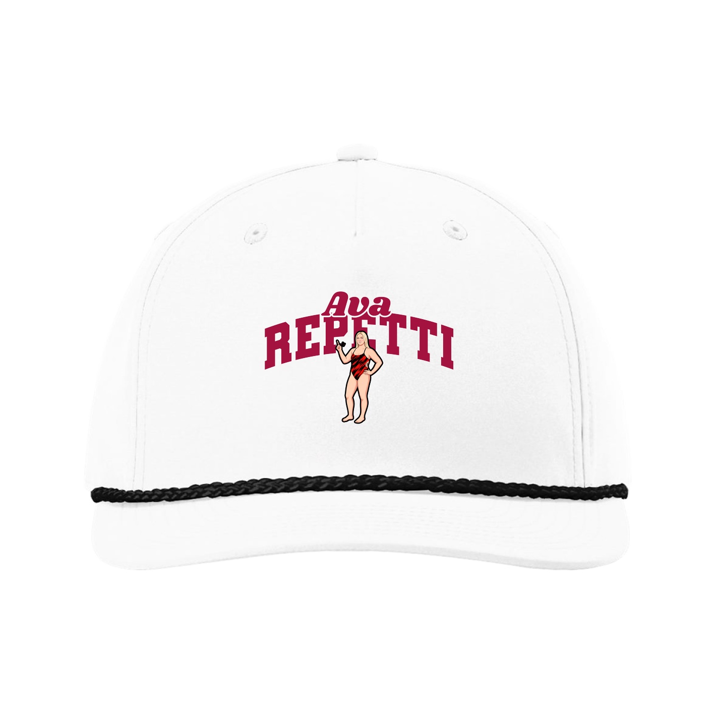 Five-Panel Classic Rope Cap — Signature Arch in White