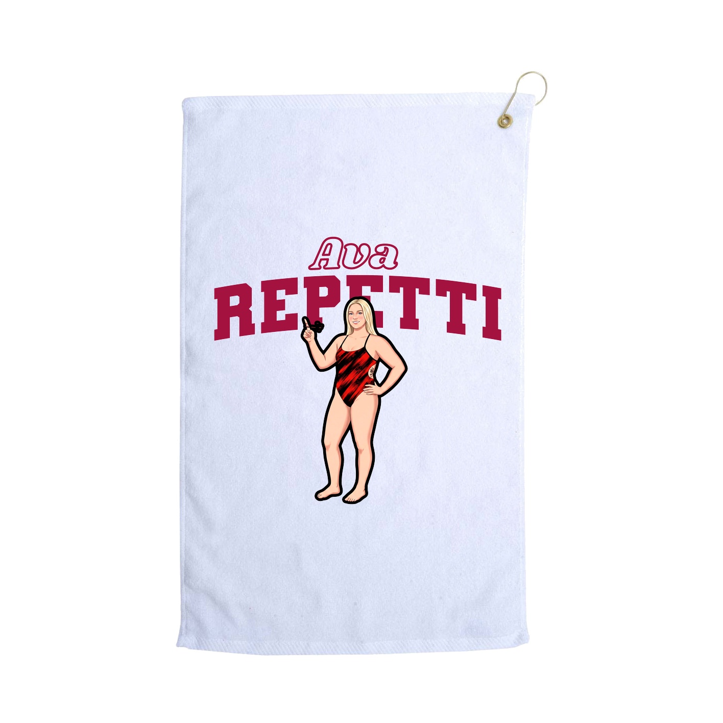 Golf Towel — Name Arch in White