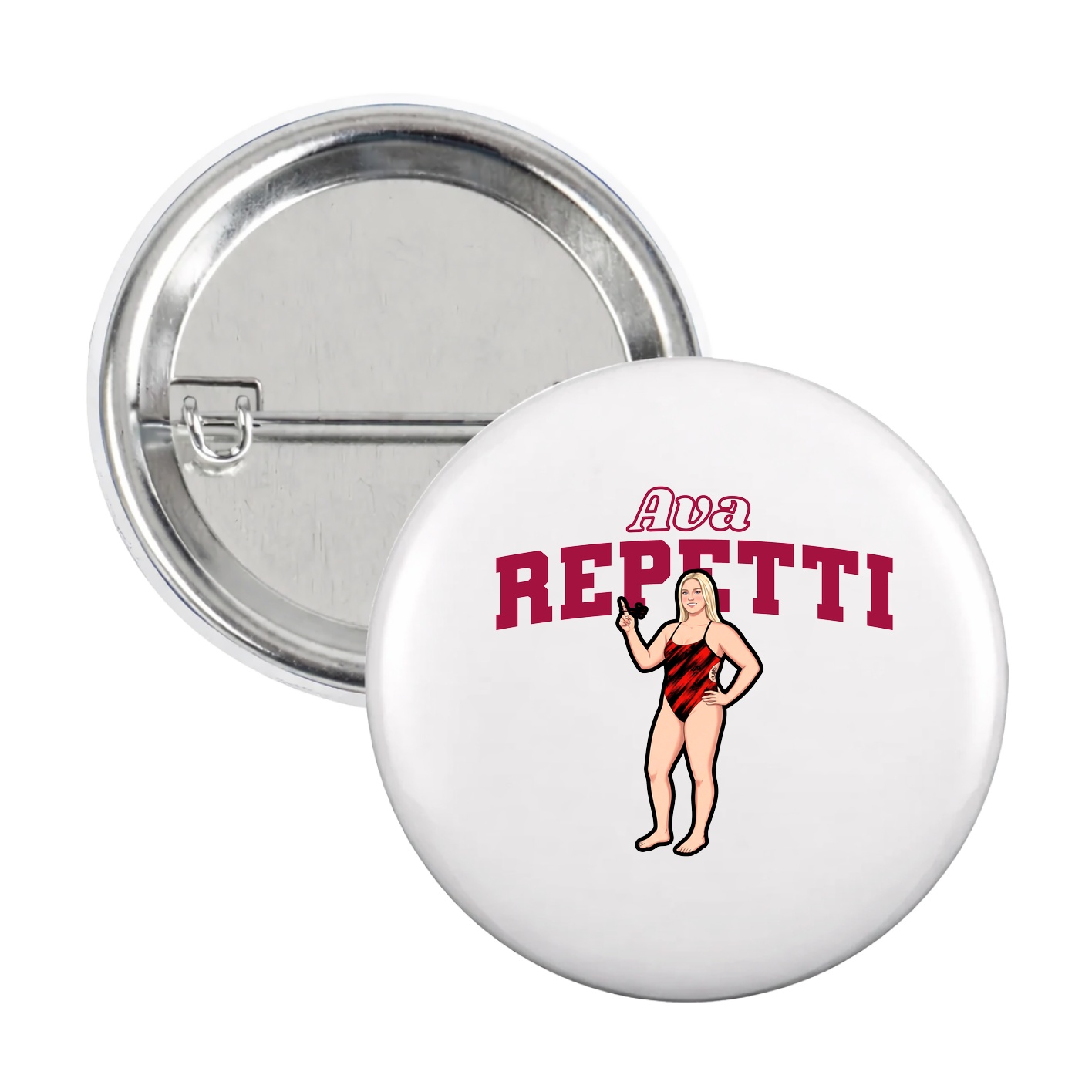 Game Day Button — Name Arch in White