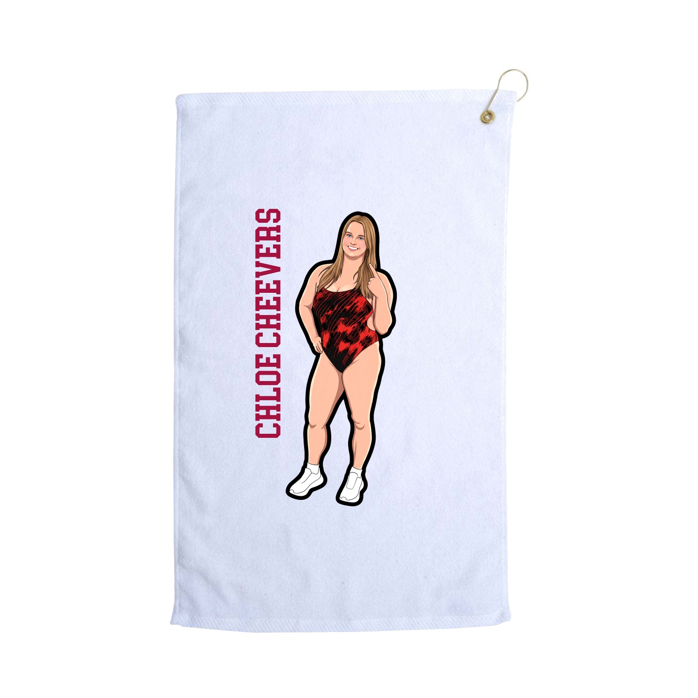 Golf Towel — Name Vertical in White