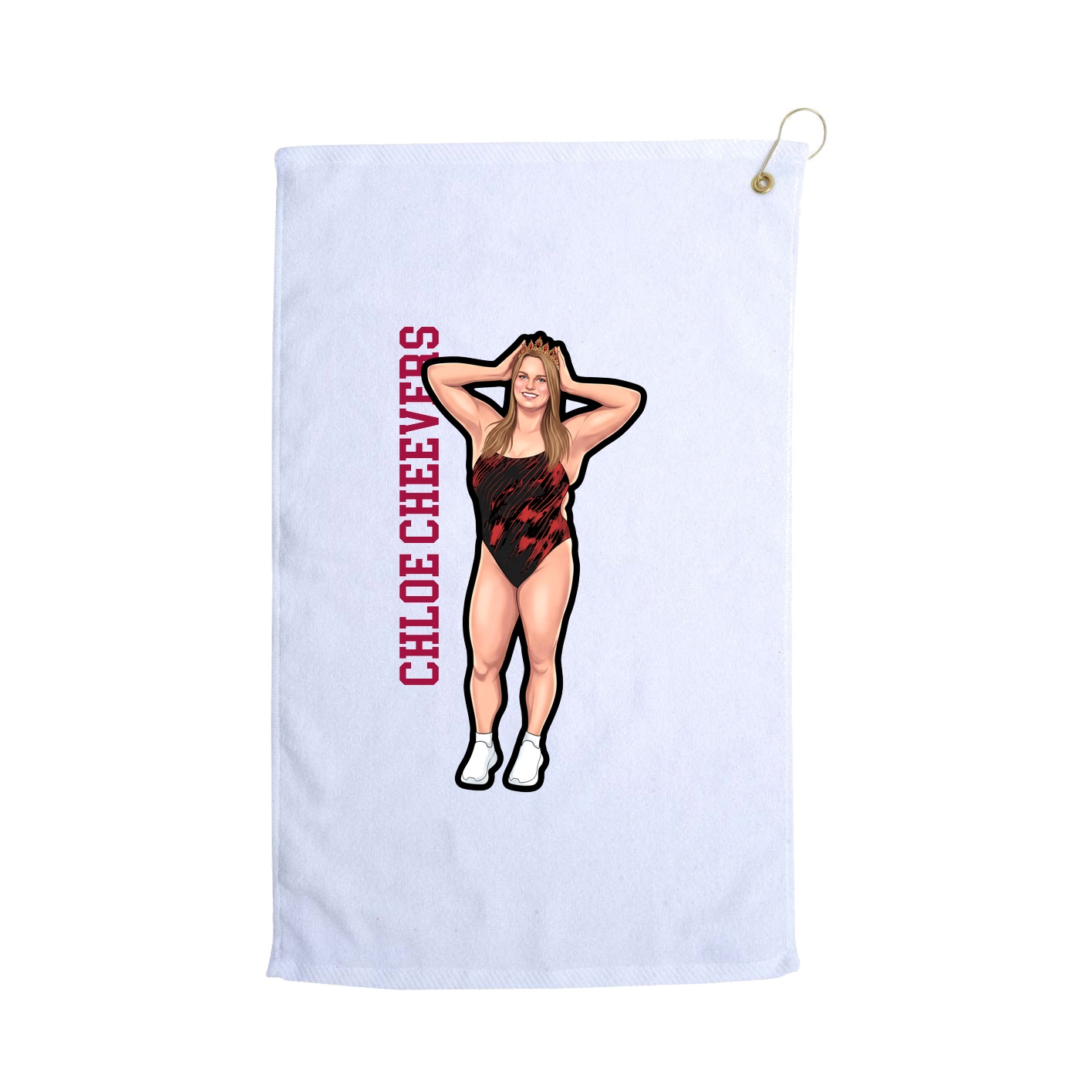 Golf Towel — Name Vertical in White