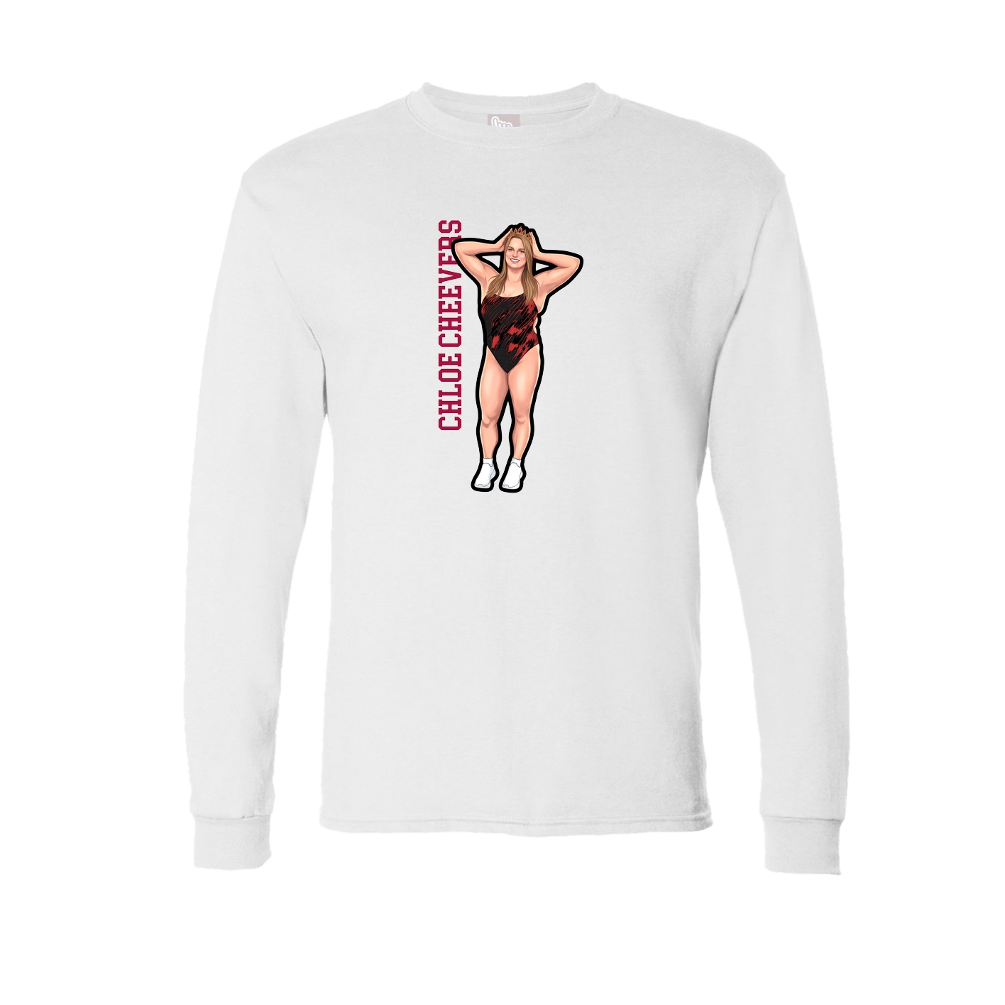 Long Sleeve Tee — Name Vertical in White