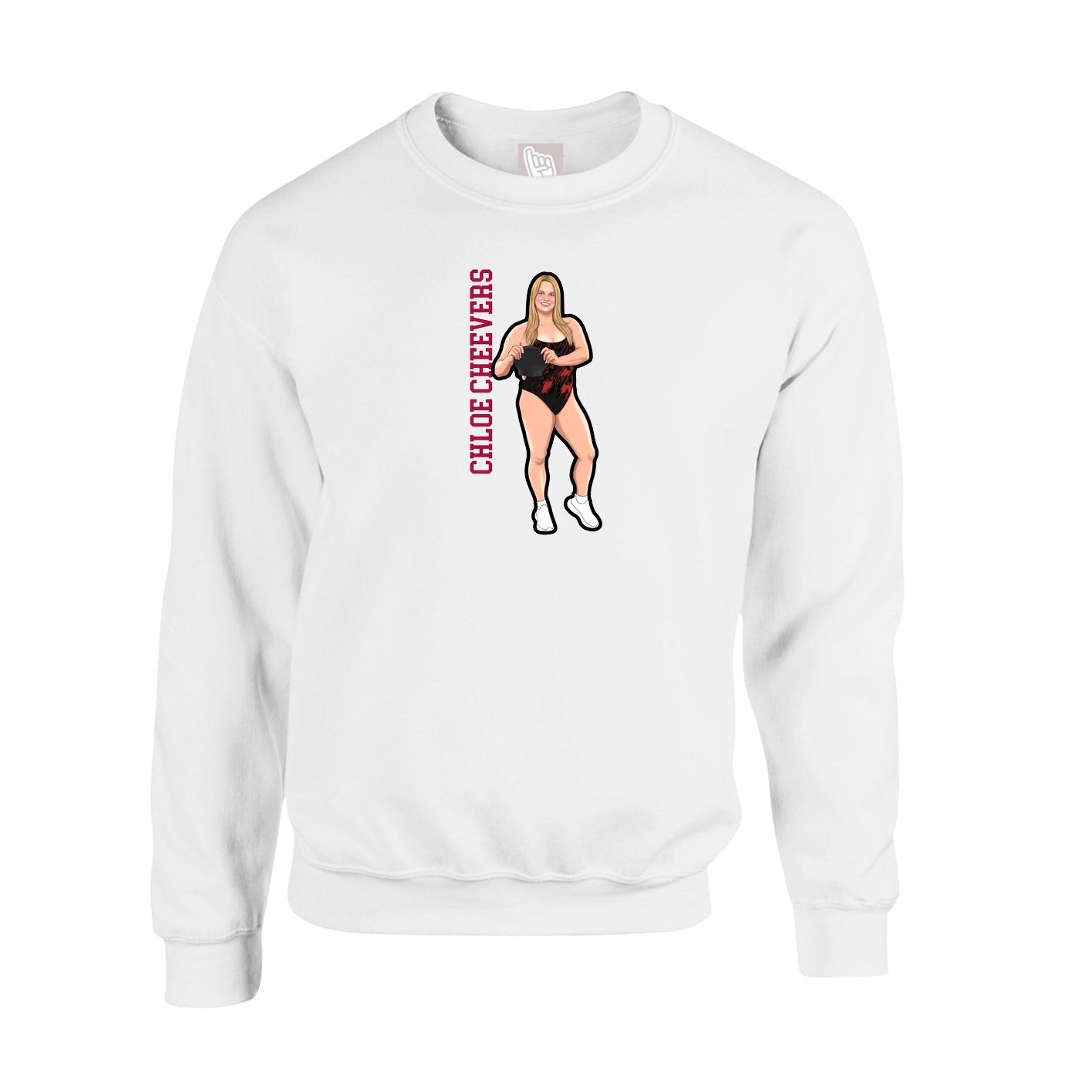 Fleece Crew — Name Vertical in White
