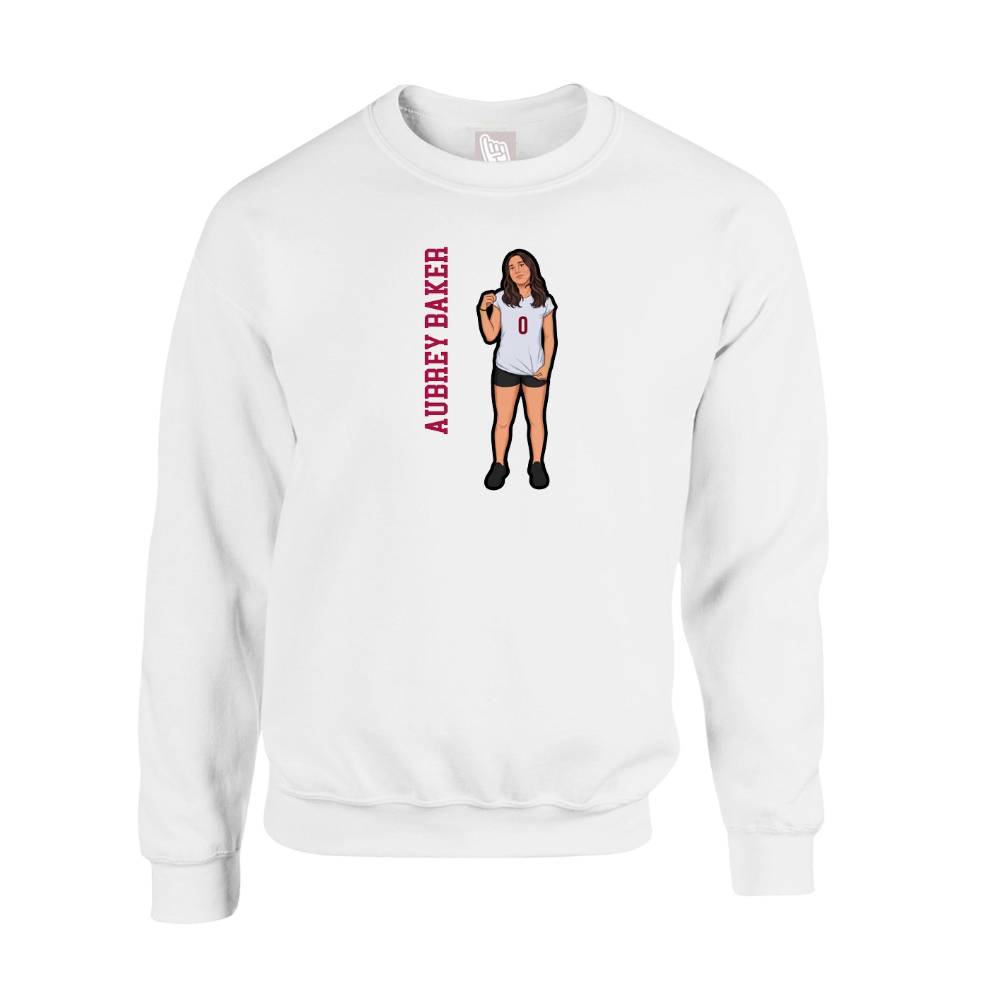 Fleece Crew — Name Vertical in White