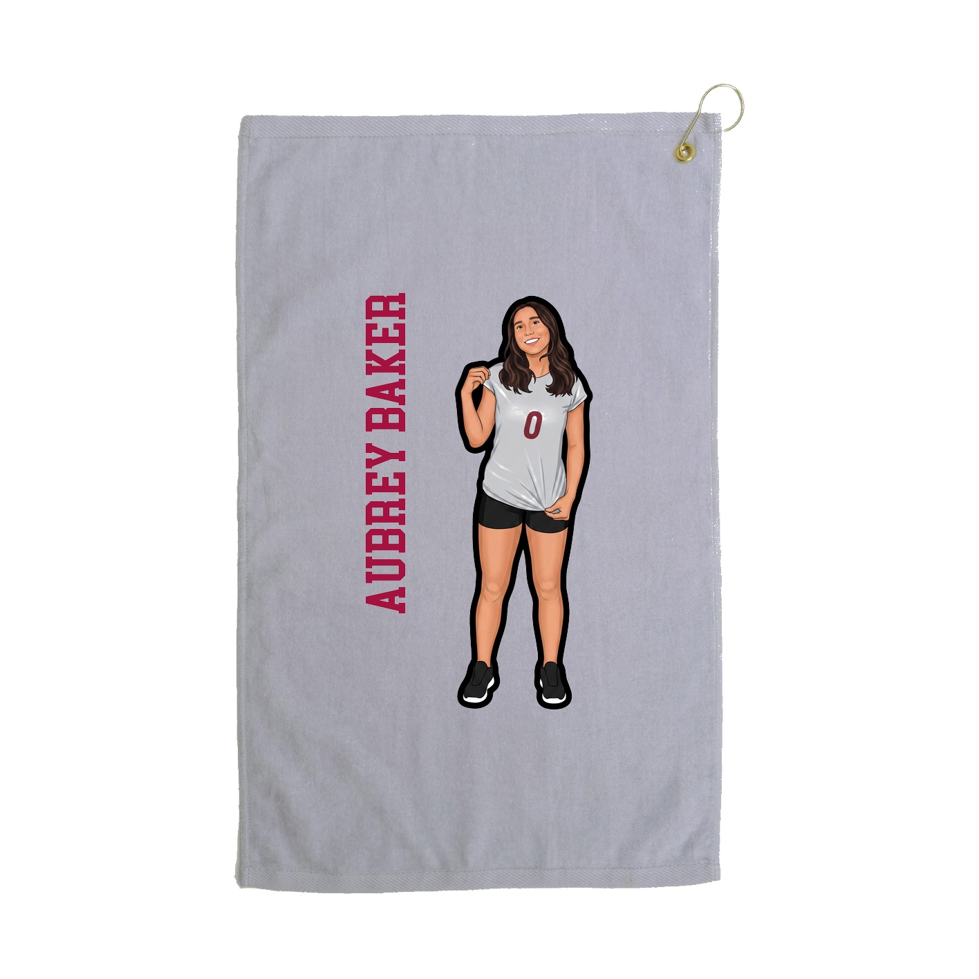 Golf Towel — Name Vertical in Grey
