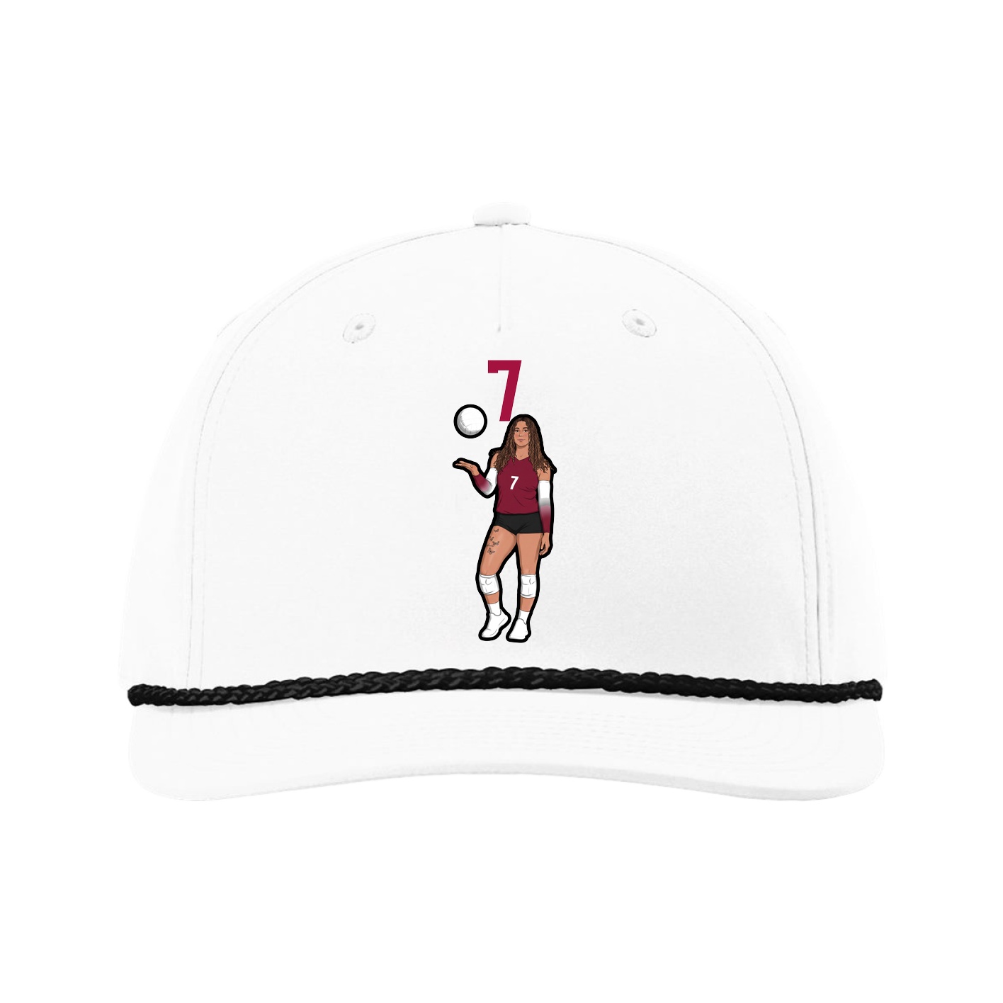 Five-Panel Classic Rope Cap — Number Top in White