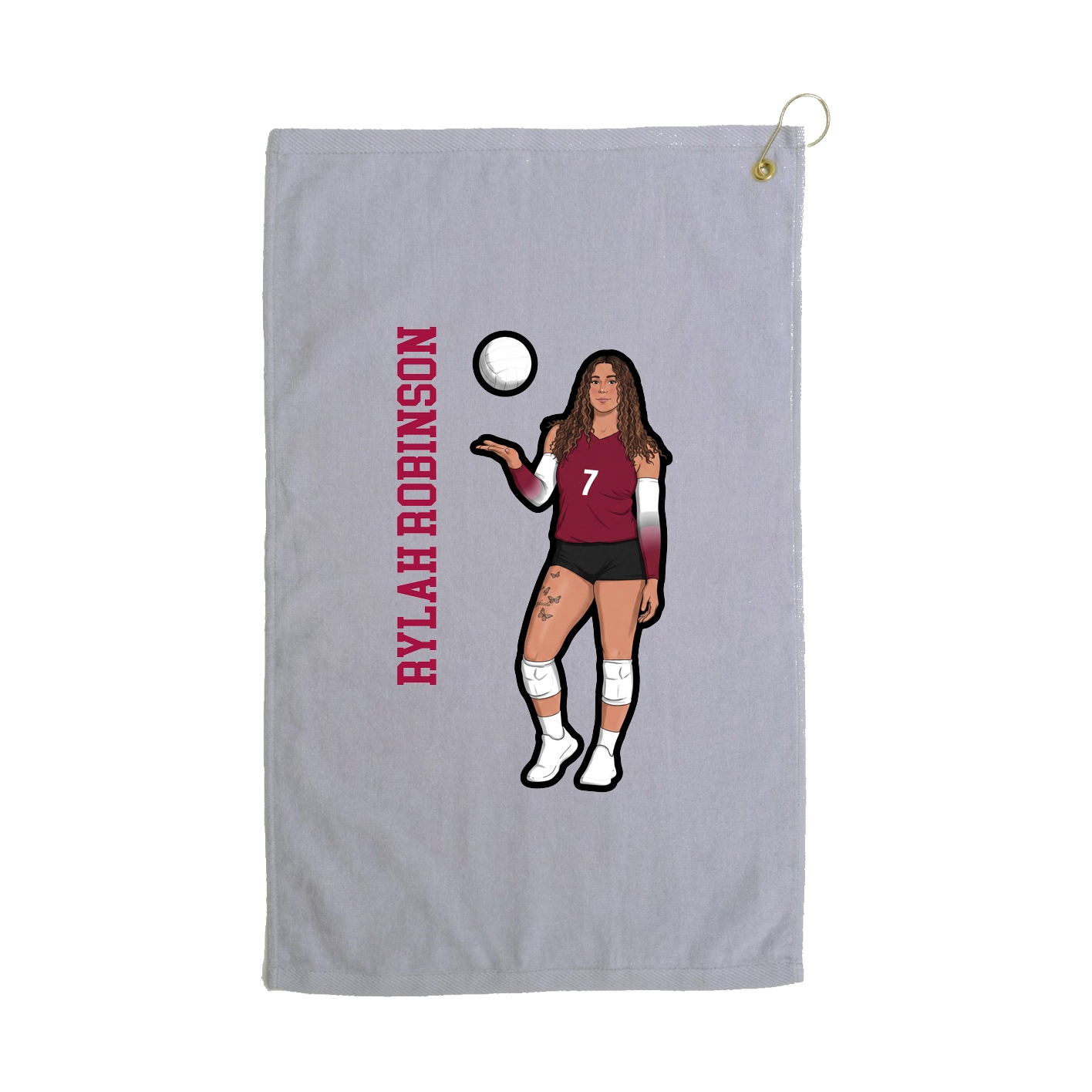 Golf Towel — Name Vertical in Grey