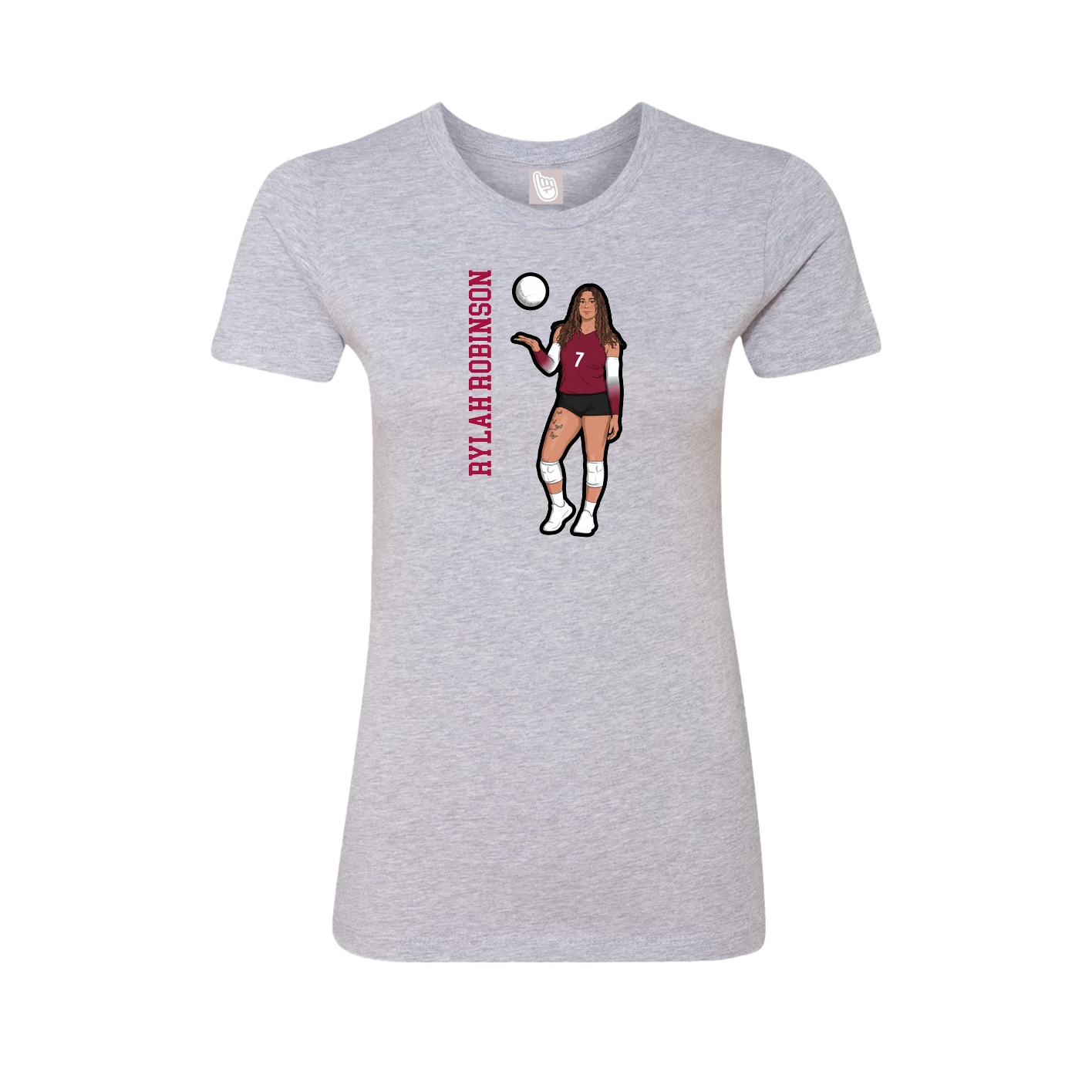 Fitted Women's Tee — Name Vertical in Grey