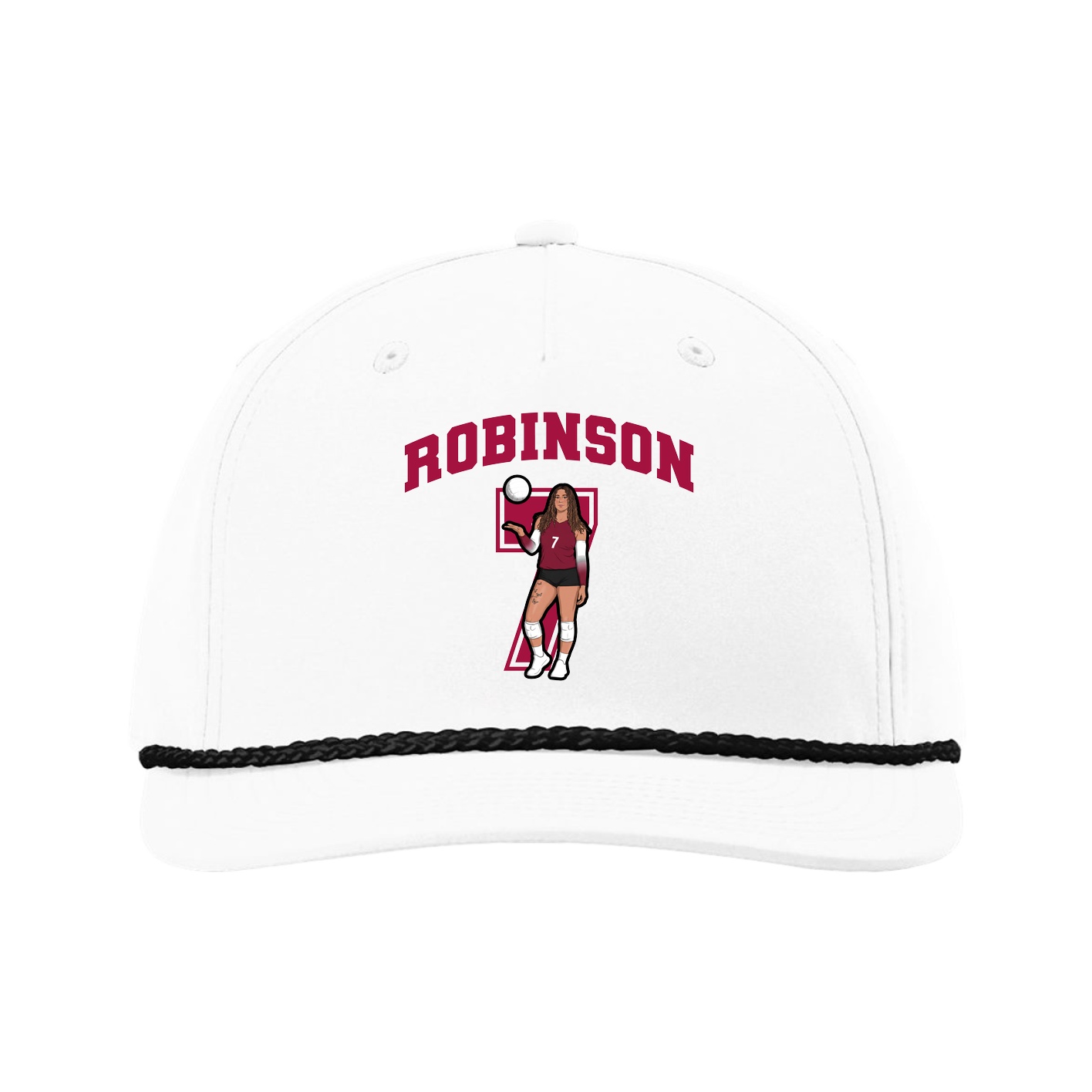 Five-Panel Classic Rope Cap — Number in White