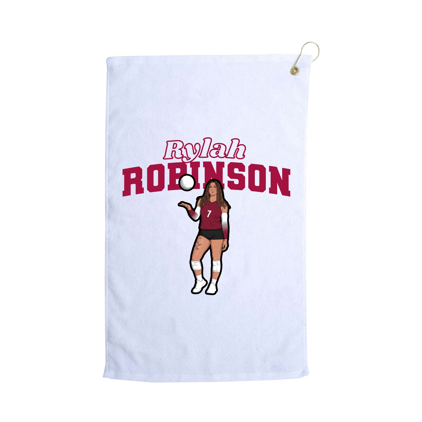 Golf Towel — Name Arch in White