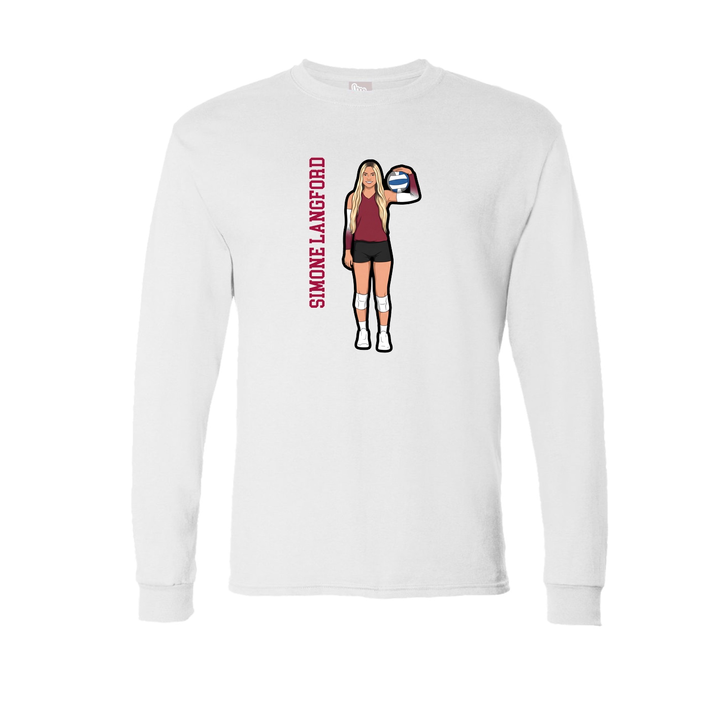 Long Sleeve Tee — Name Vertical in White