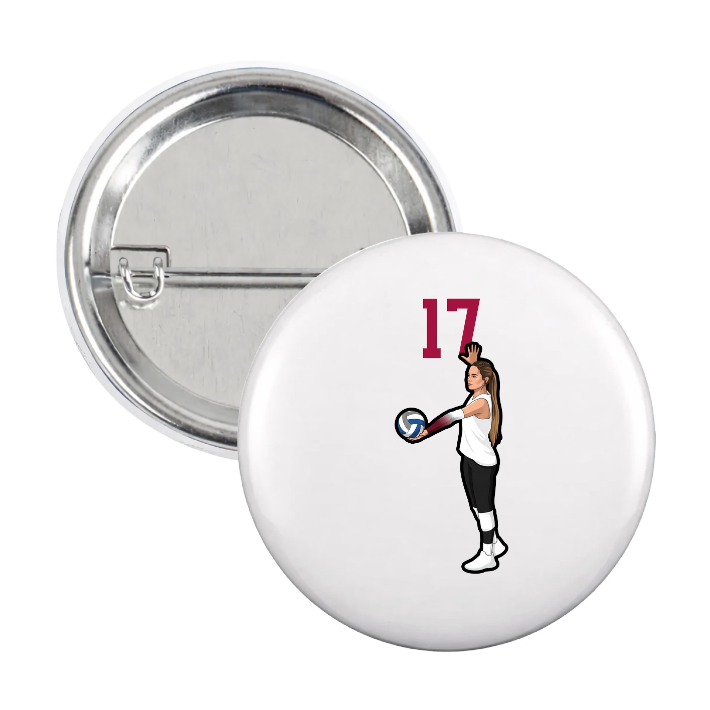 Game Day Button — Number Top in White