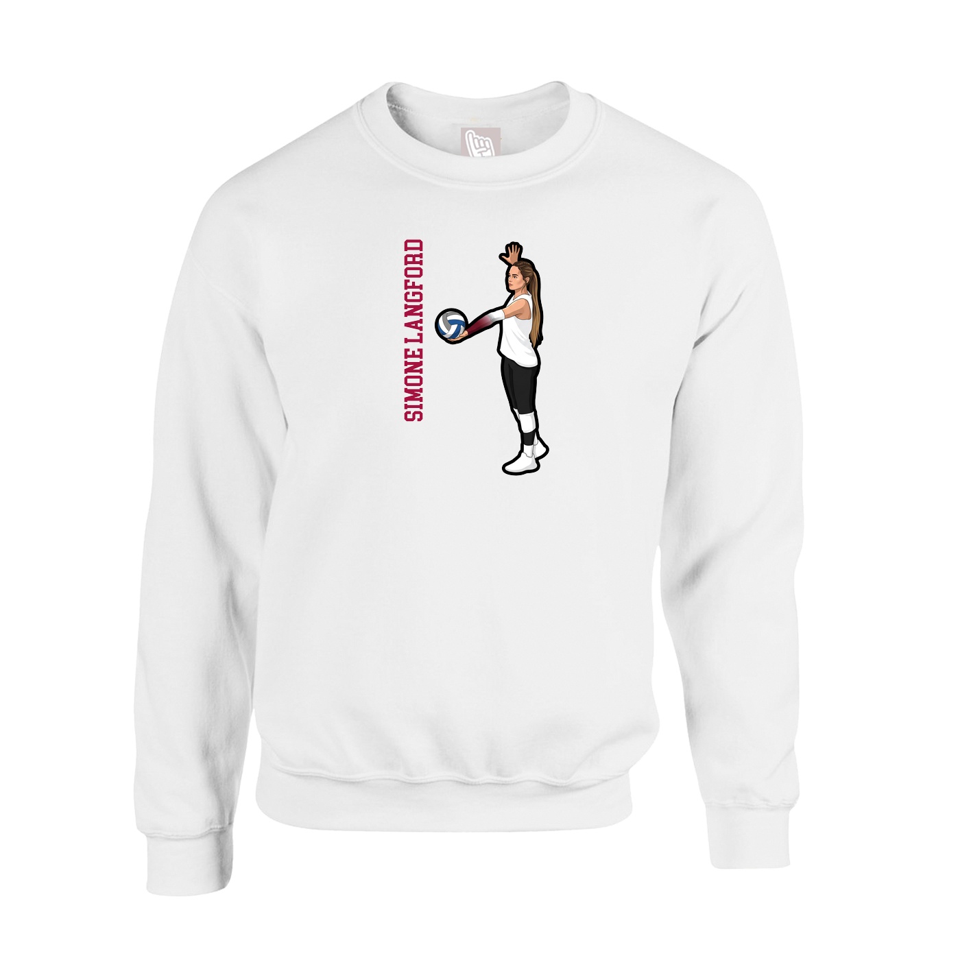 Fleece Crew — Name Vertical in White