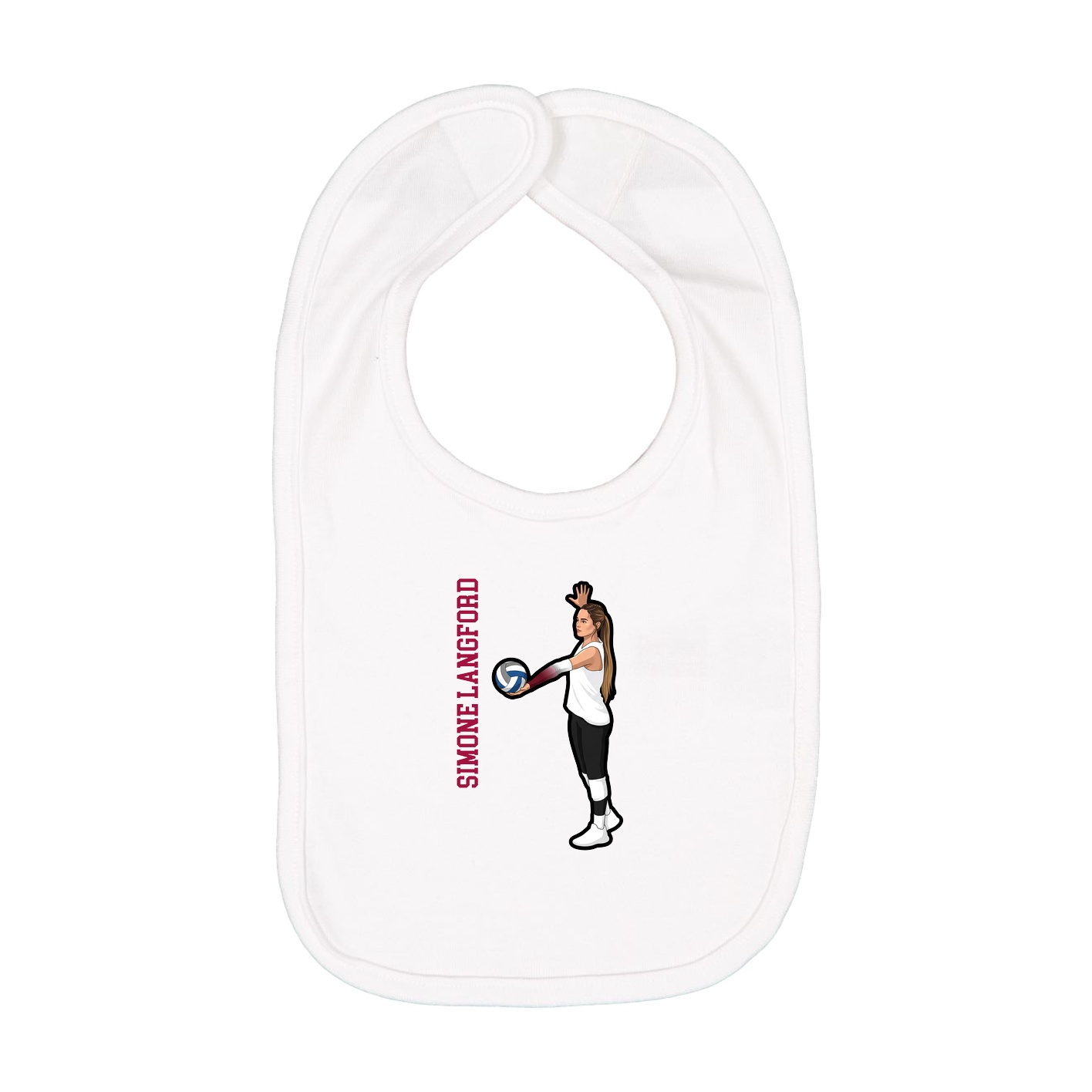 Infant Bib — Name Vertical in White