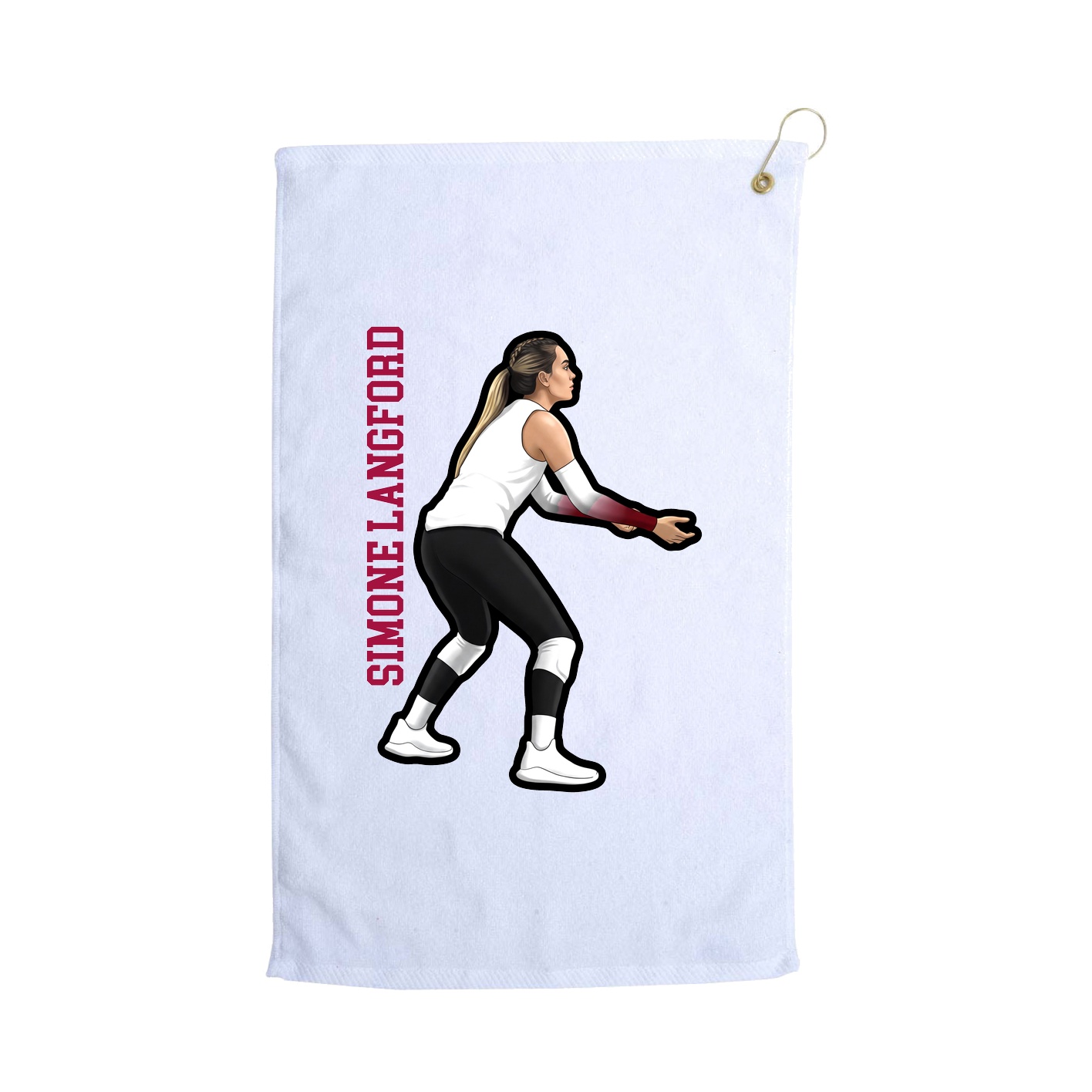Golf Towel — Name Vertical in White