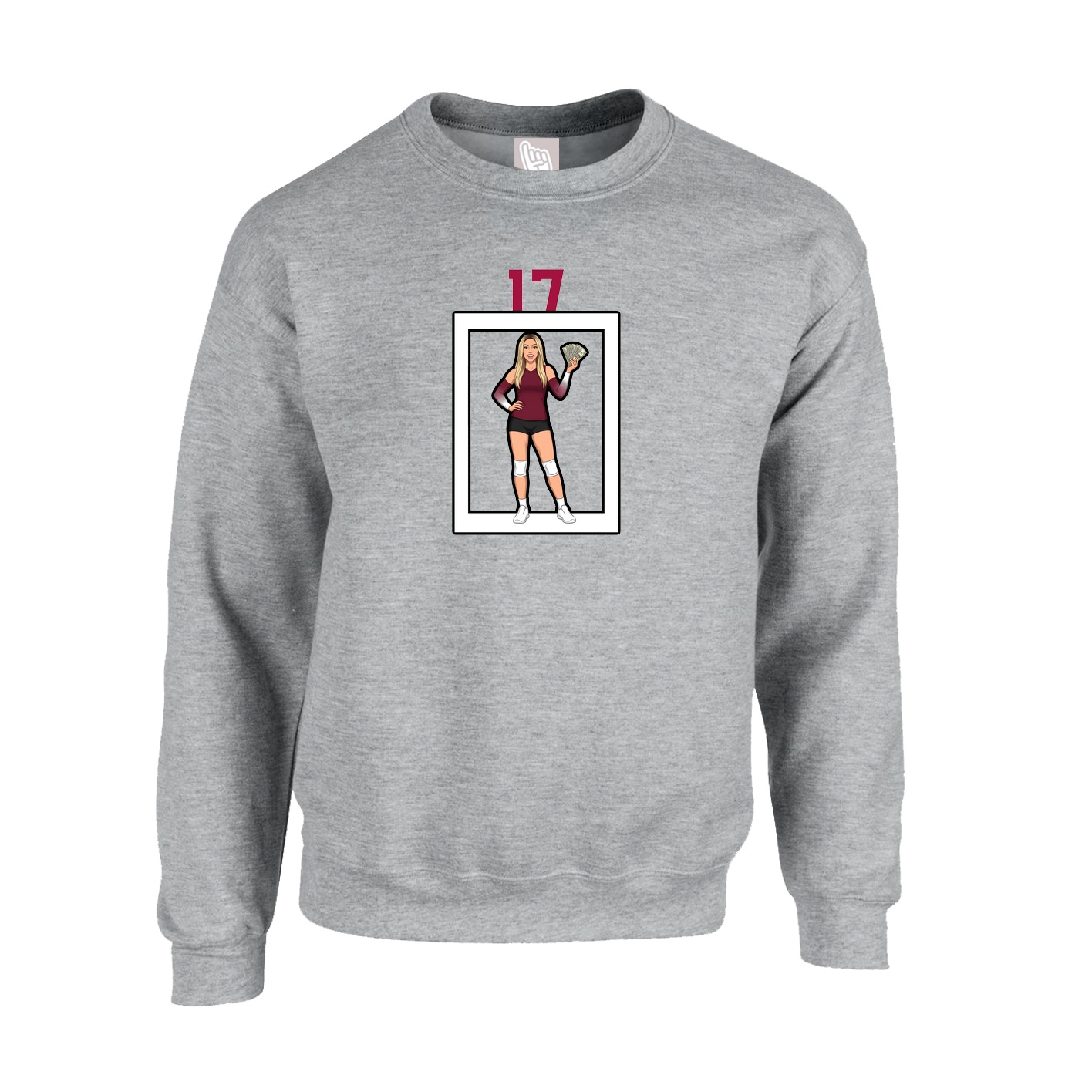Fleece Crew — Number Top in Grey