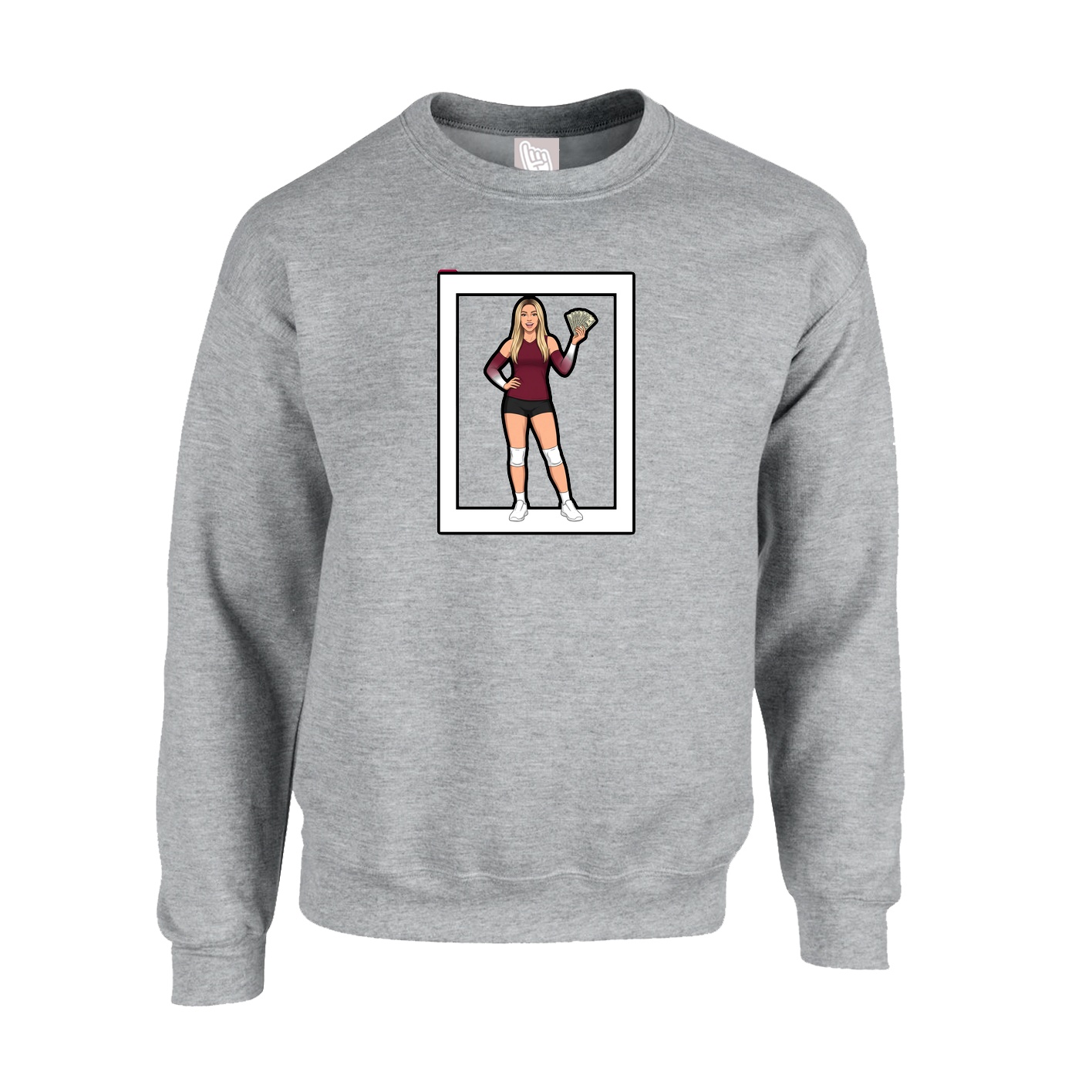 Fleece Crew — Name Vertical in Grey