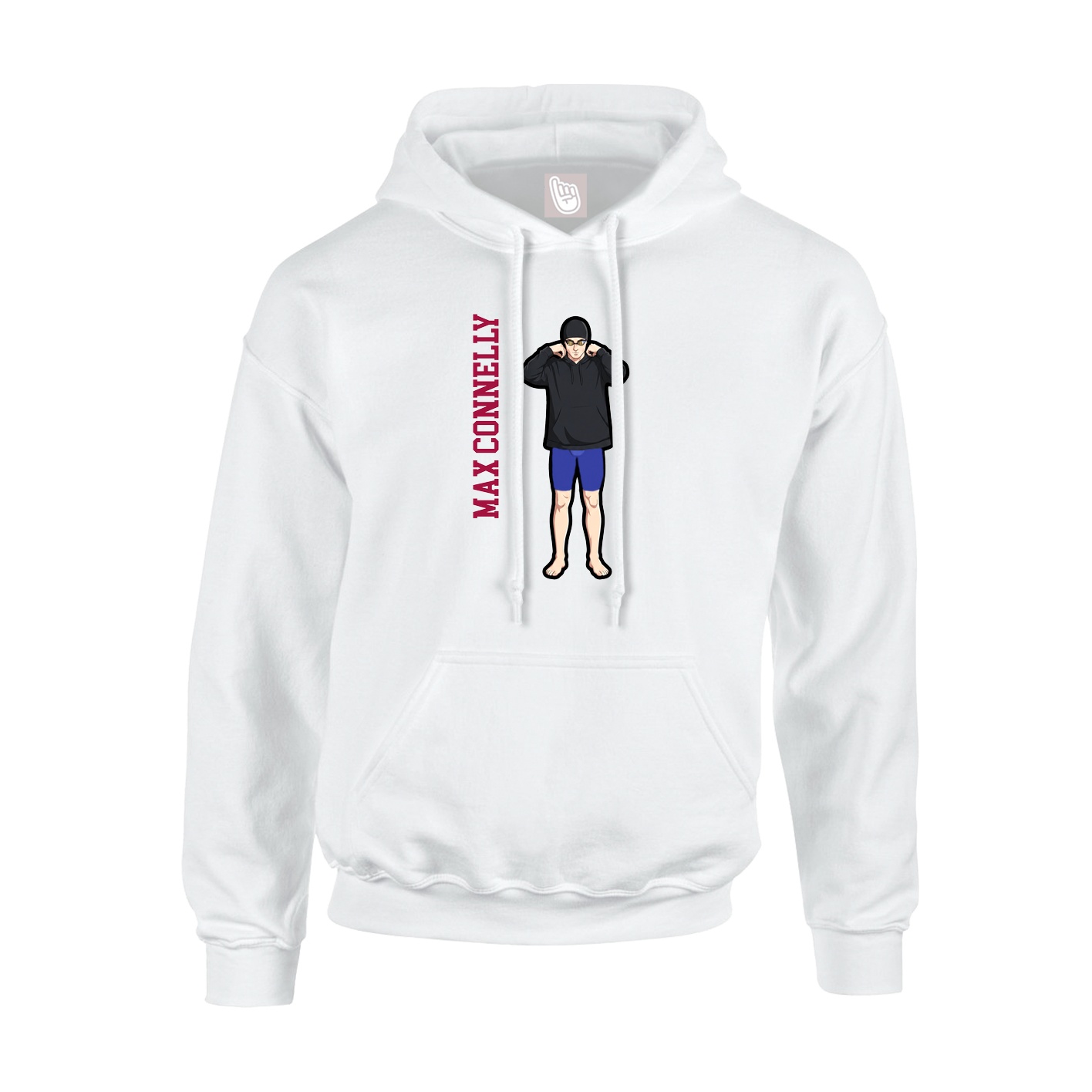 Youth Hoodie — Name Vertical in White