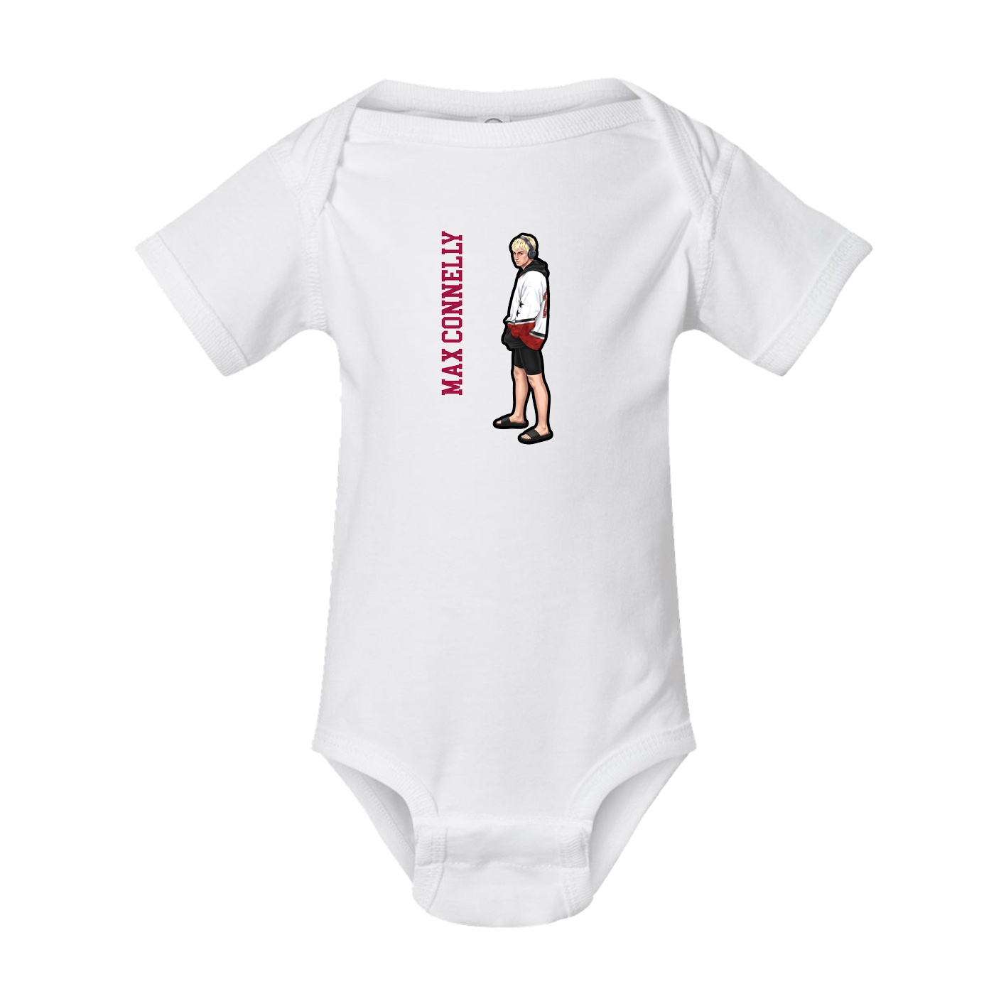Baby Onesie — Name Vertical in White