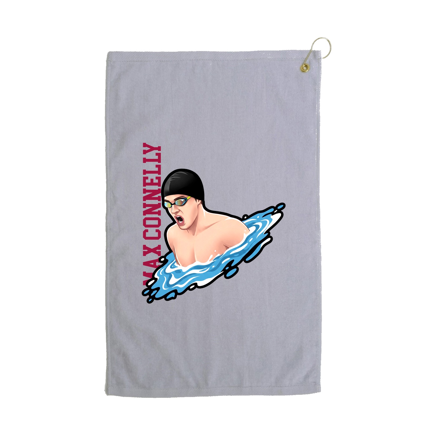 Golf Towel — Name Vertical in Grey